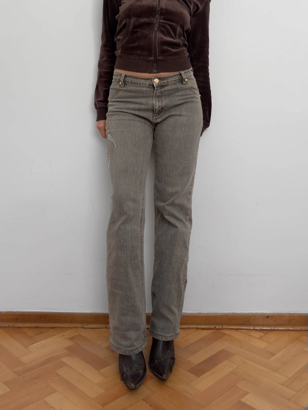 Stone-Detailed Jeans