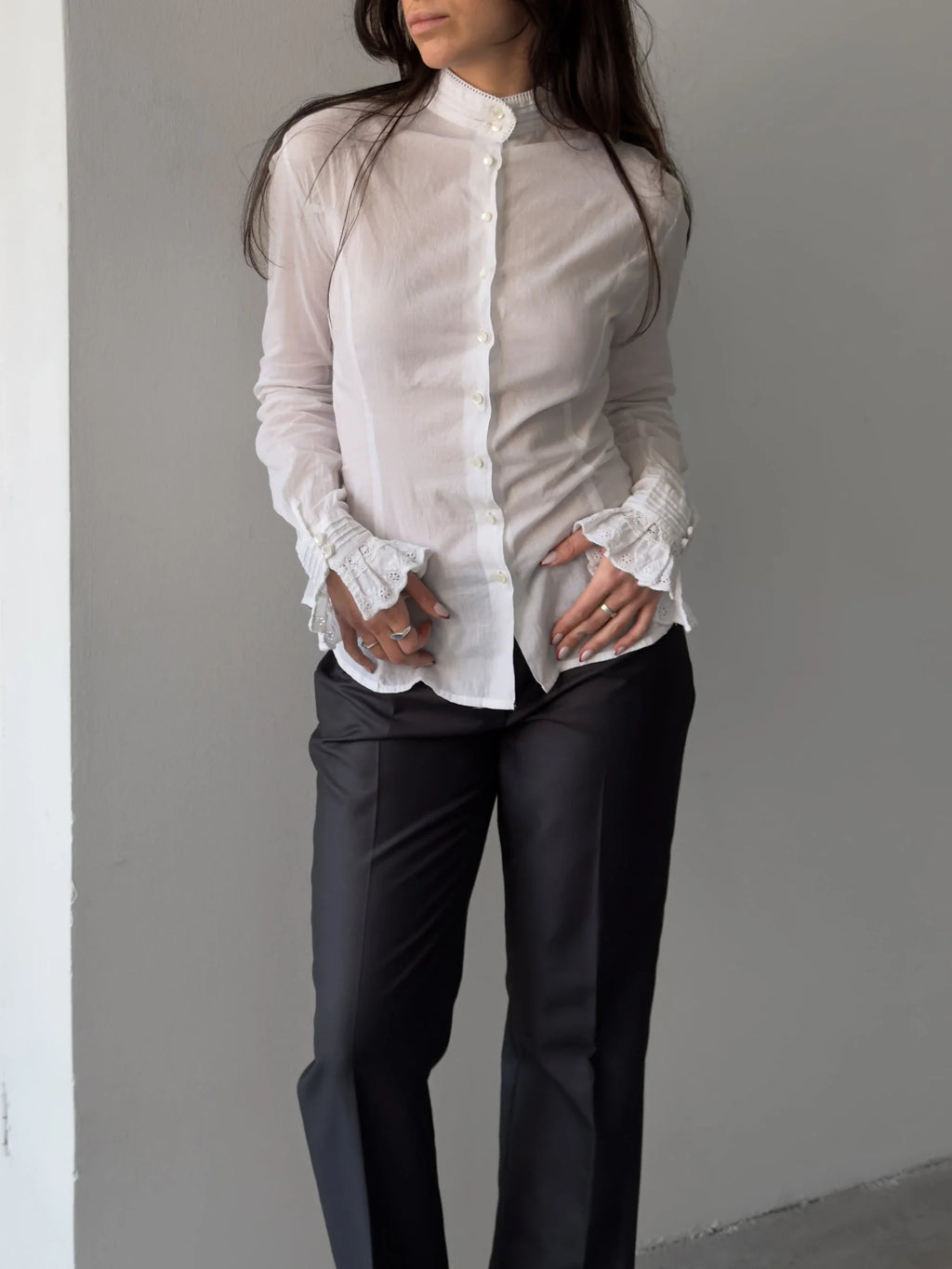 Back-Detailed White Shirt