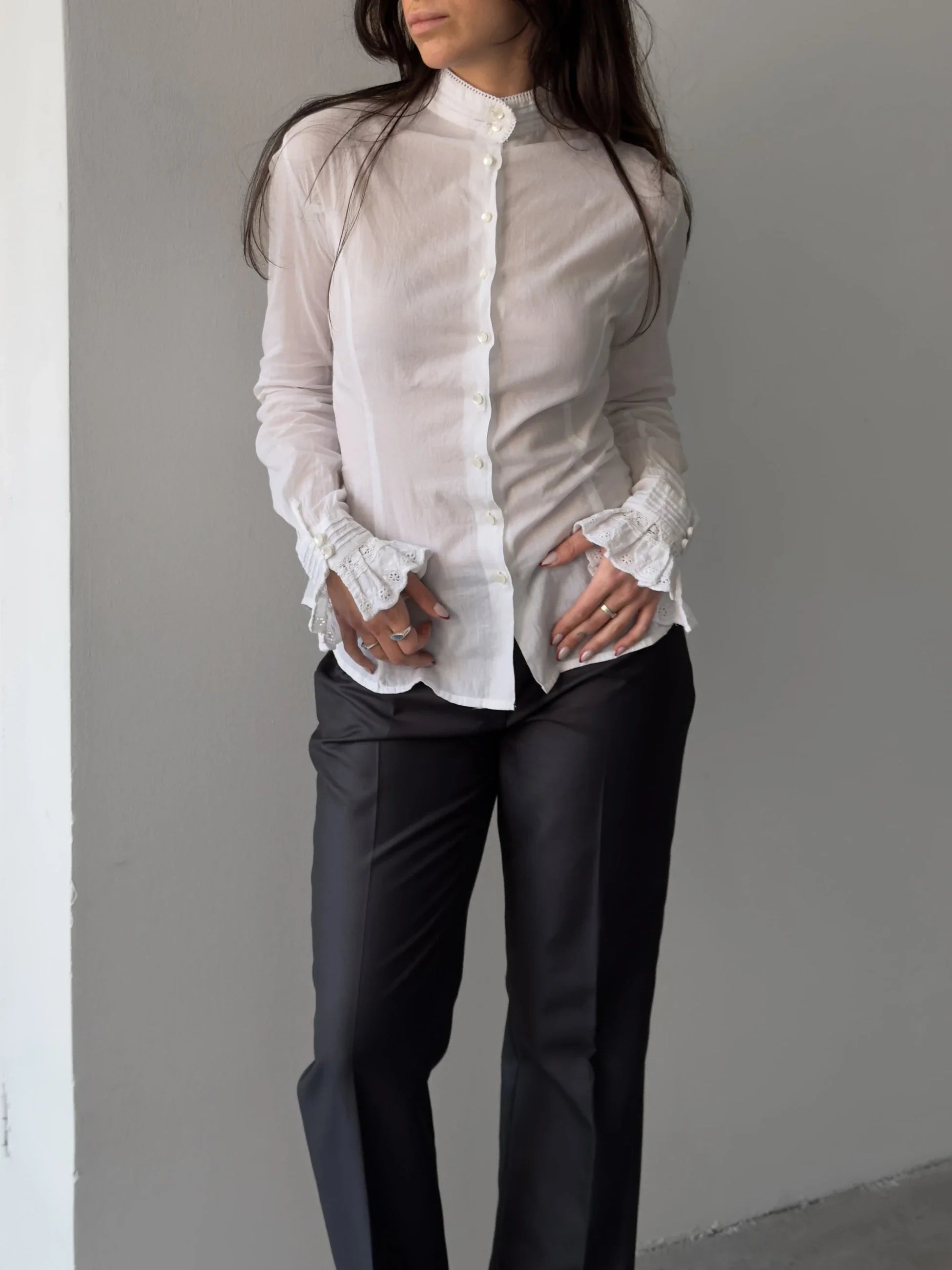 Back-Detailed White Shirt