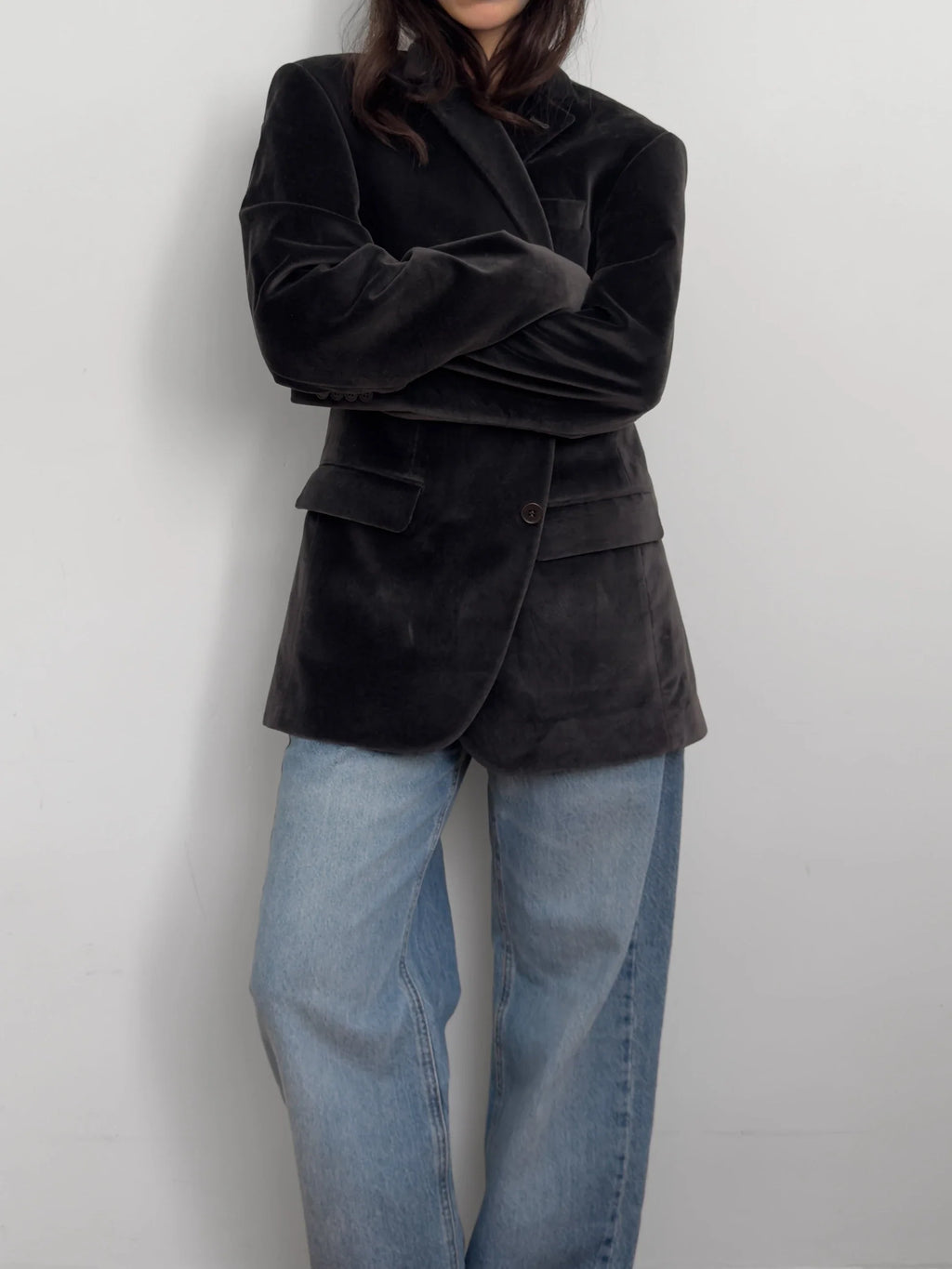 Anthracite Velvet Blazer