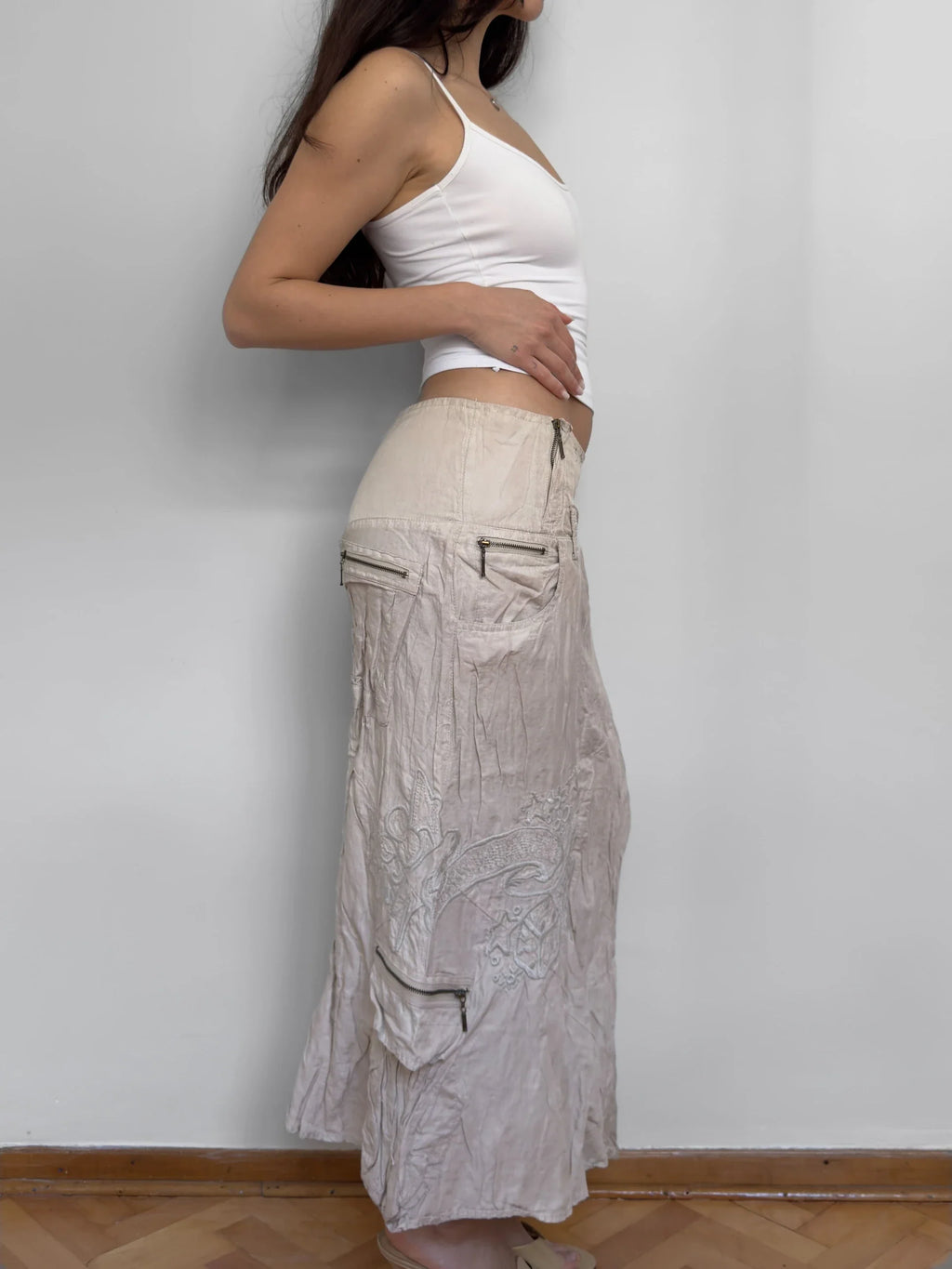 Beige Linen Skirt