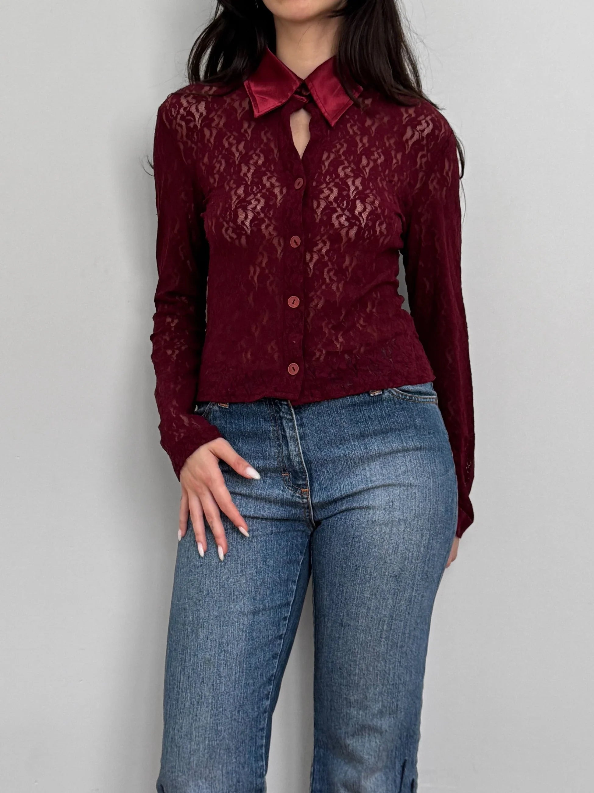Burgundy Lace Shirt