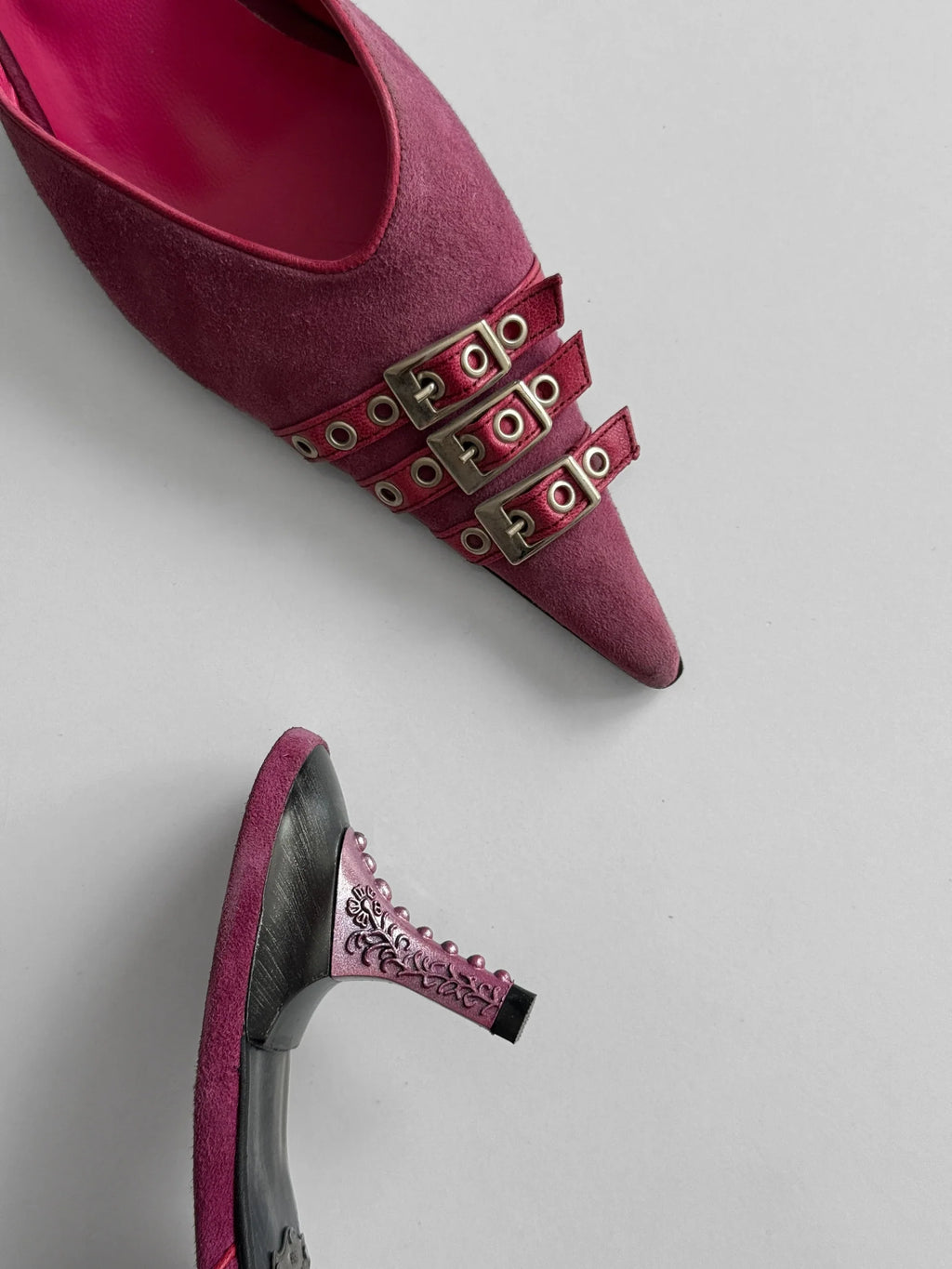 Pink Suede Heeled Shoes