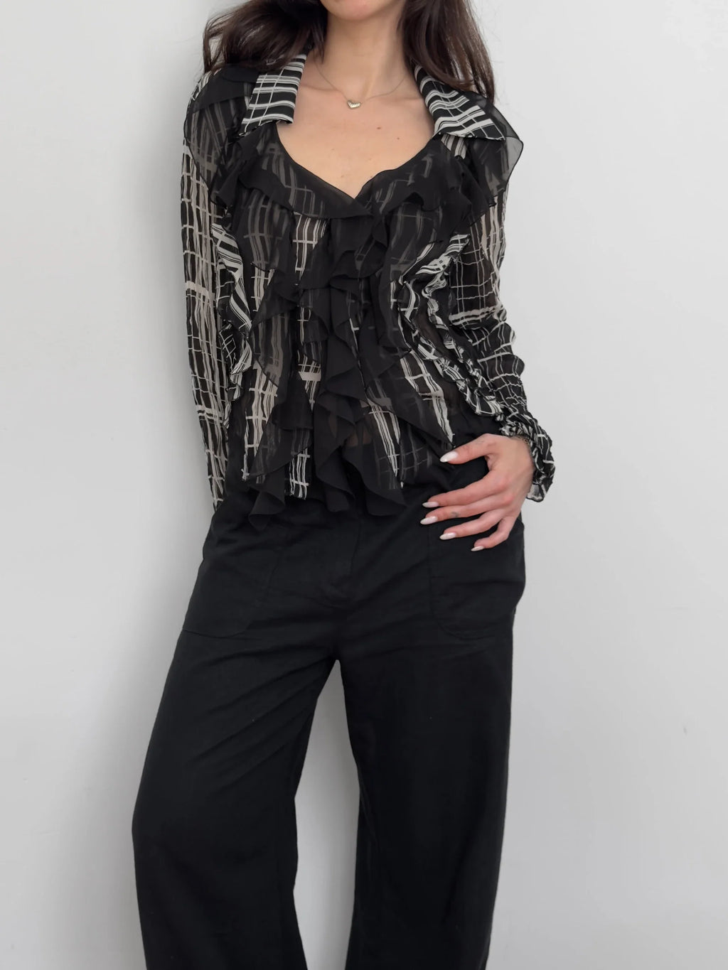 Ruffled Chiffon Shirt