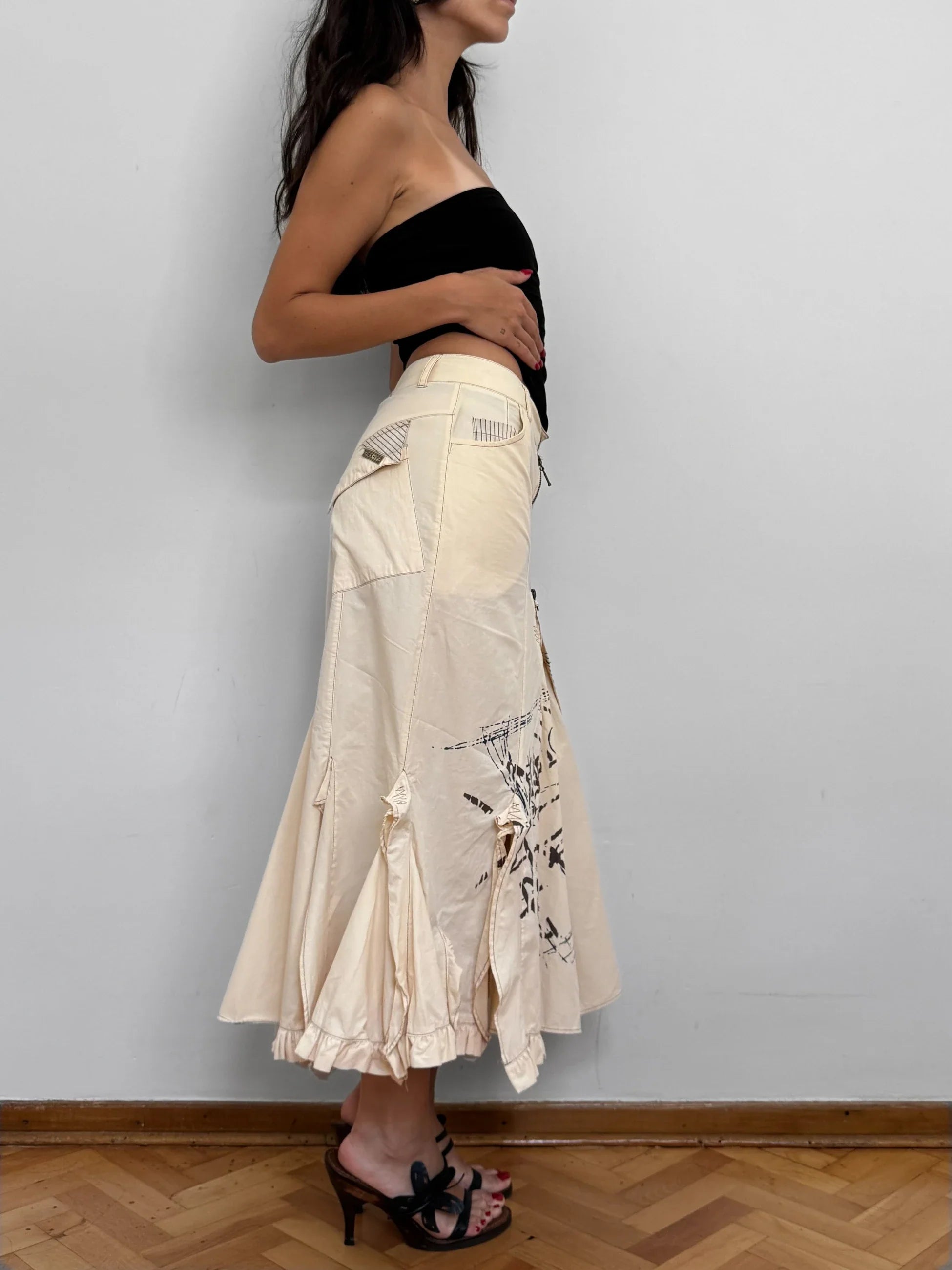 Cream Midi Skirt