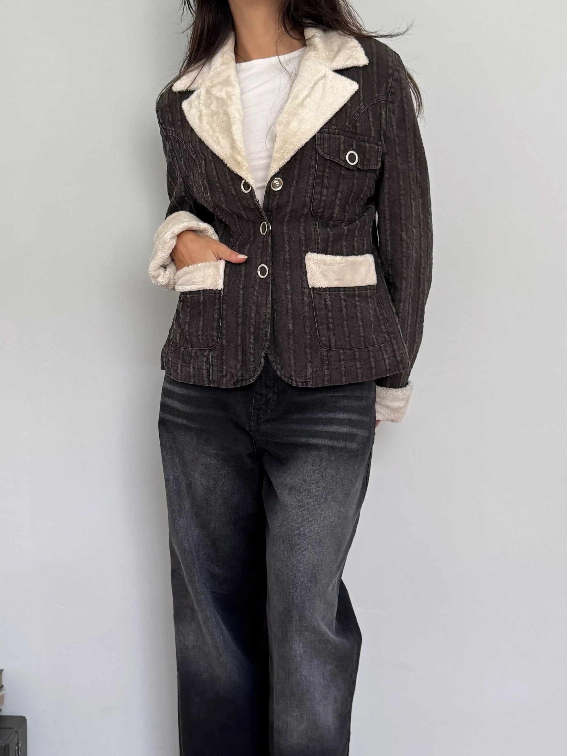 Fur-Trimmed Denim Jacket