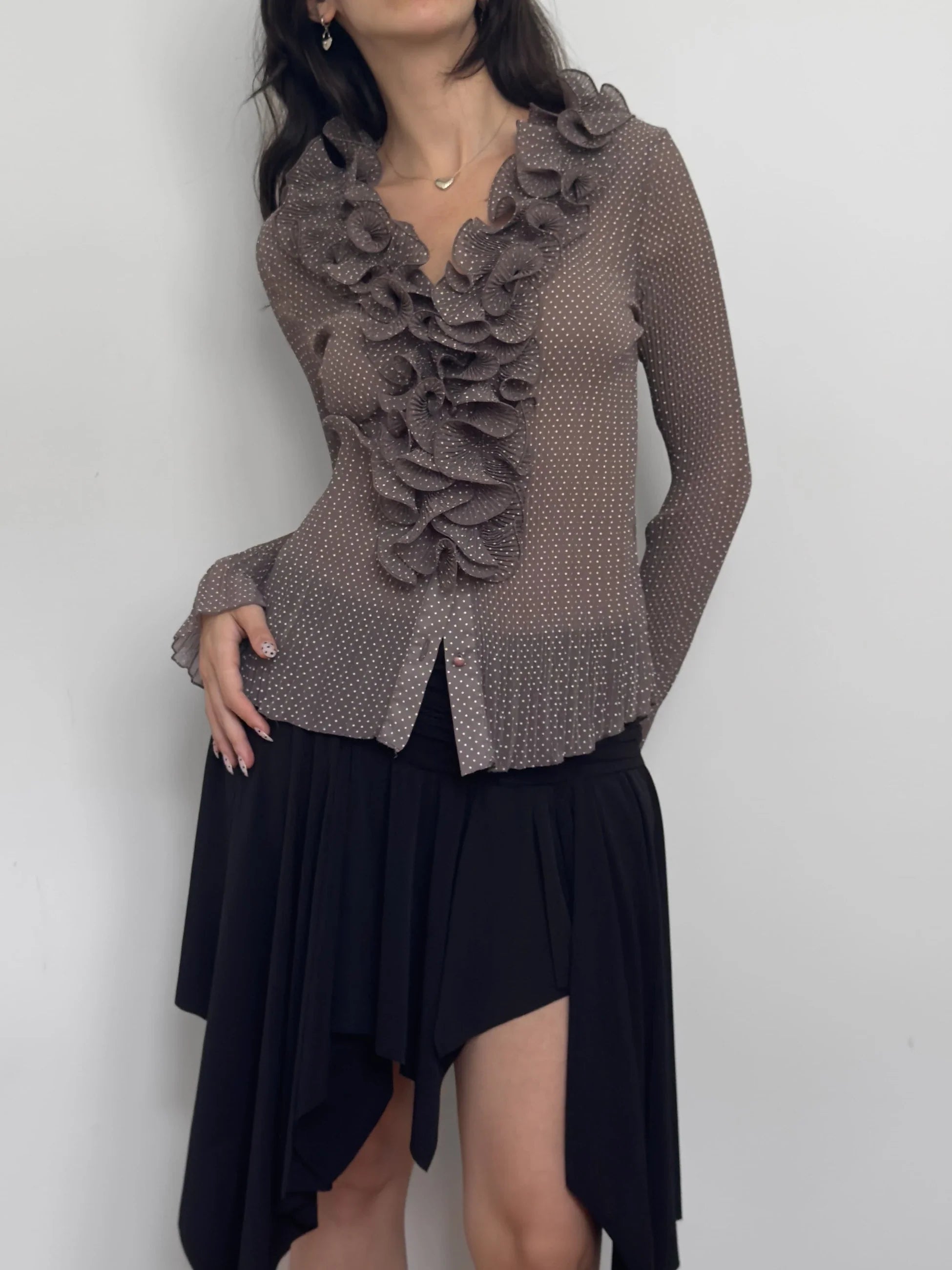 Polka Dot Ruffled Shirt
