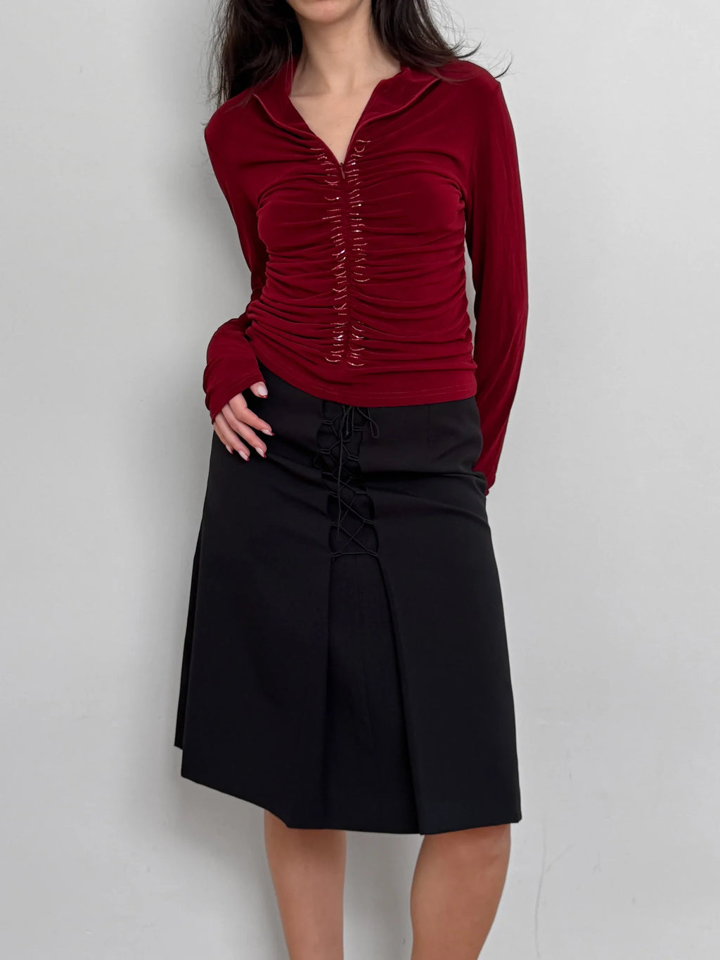 Zipped Jersey Blouse