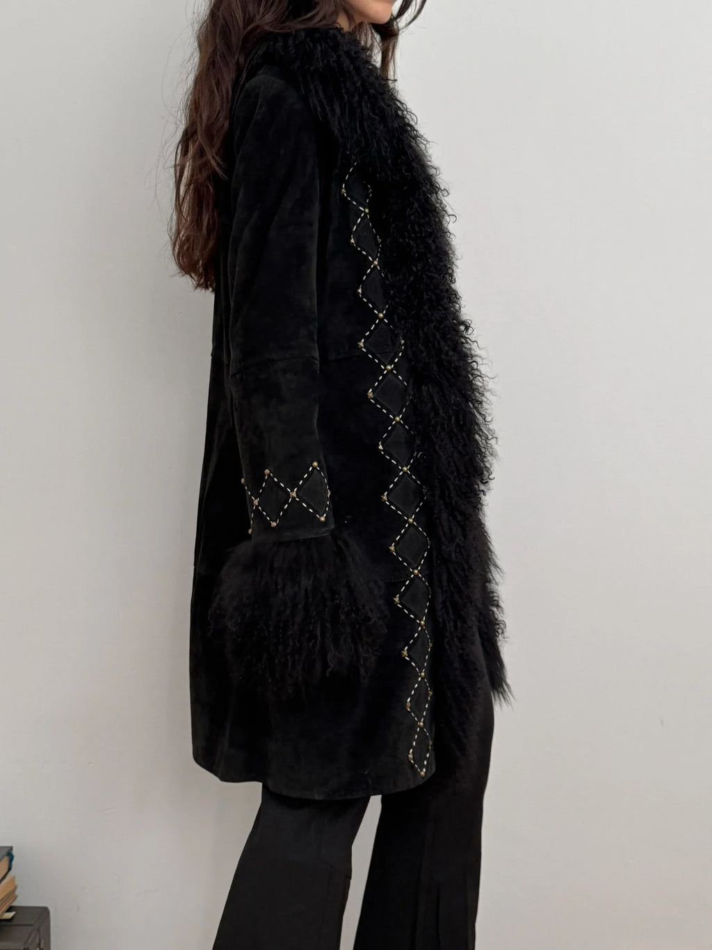 Plush-Detailed Nubuck Overcoat