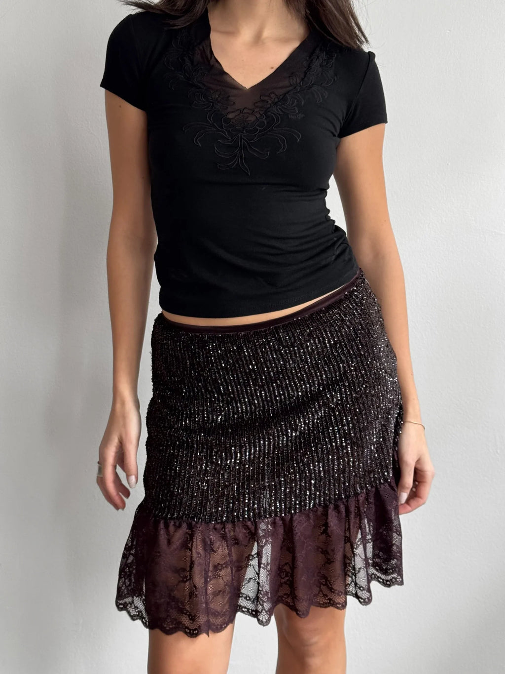 Plum Beaded Skirt