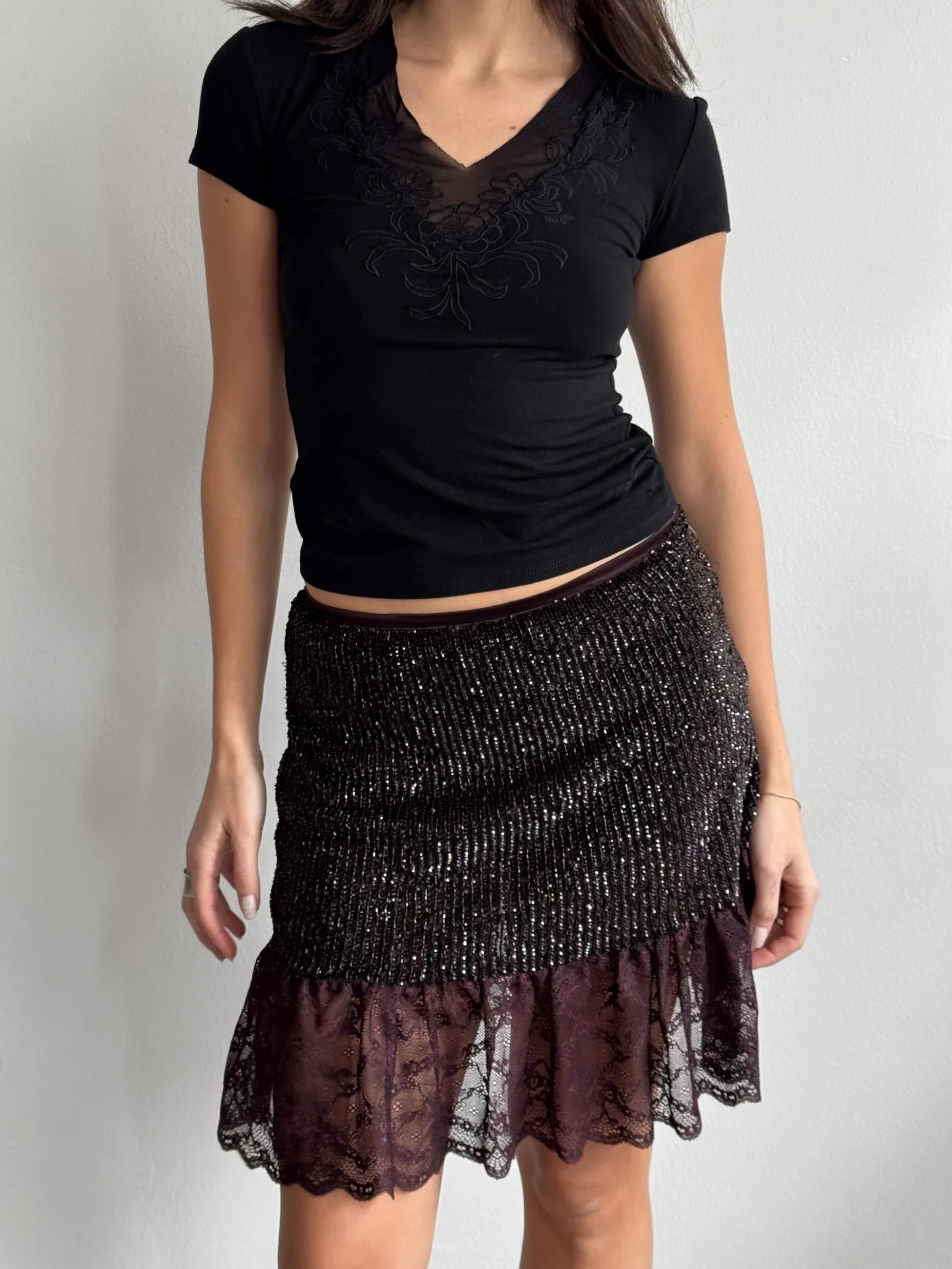 Plum Beaded Skirt