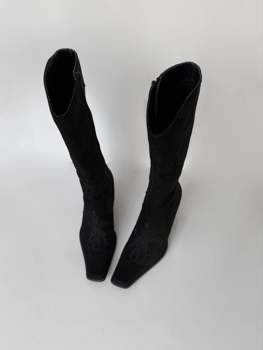 Embroidered Suede Boots