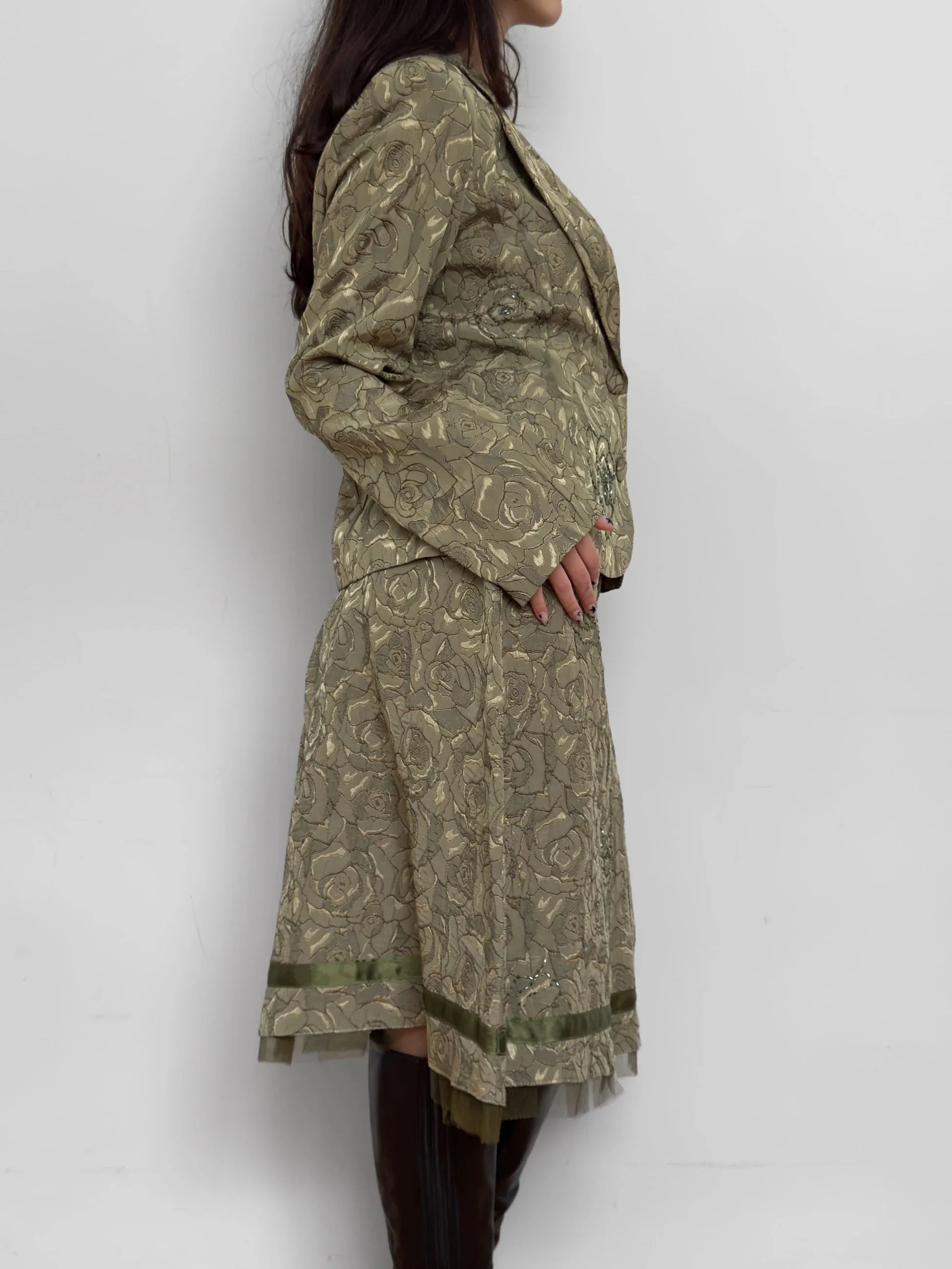 Green Skirted Set
