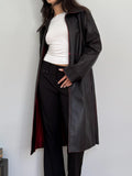 Distressed Faux Leather Trench Coat