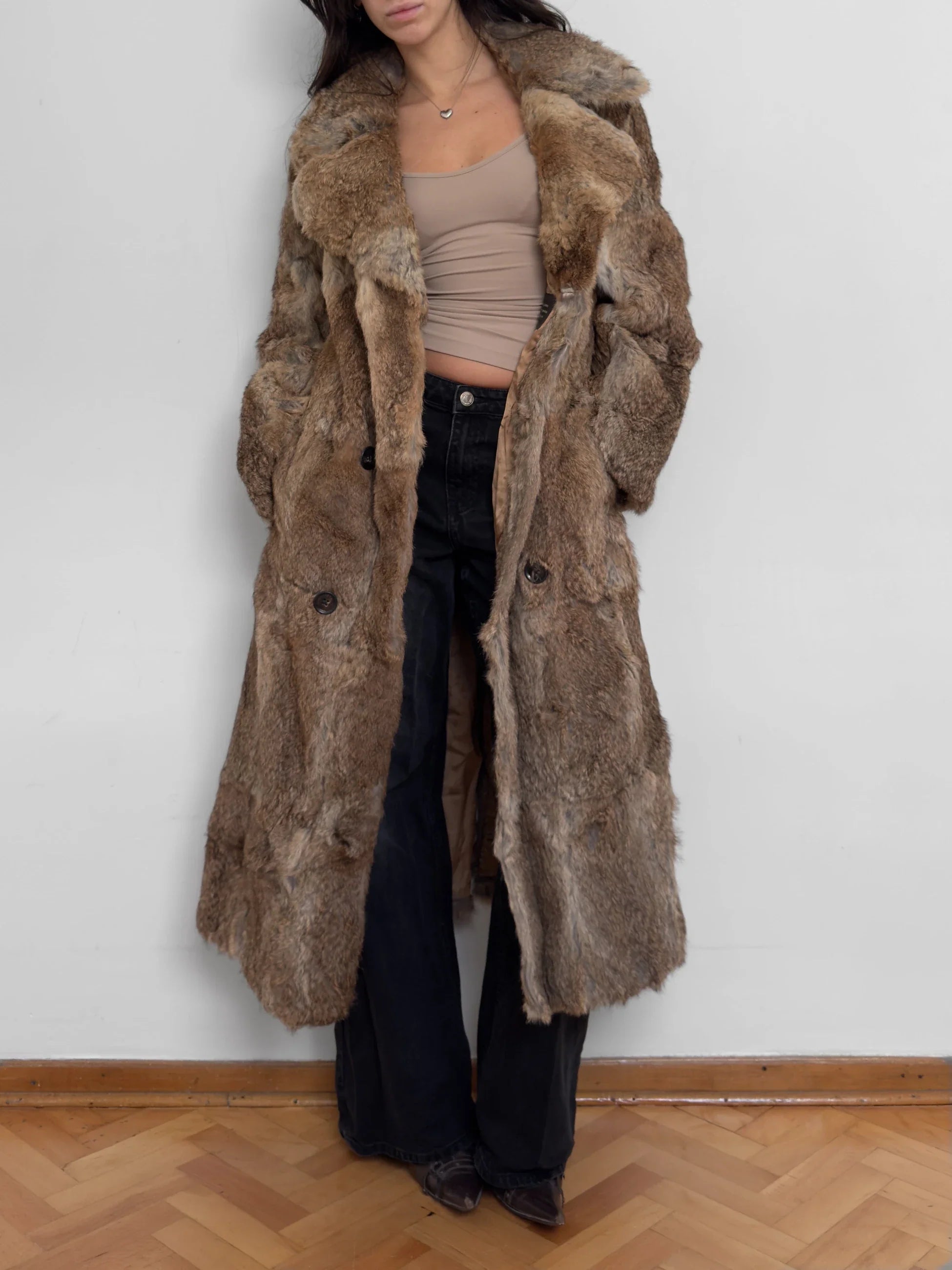 Light Brown Long Fur Coat