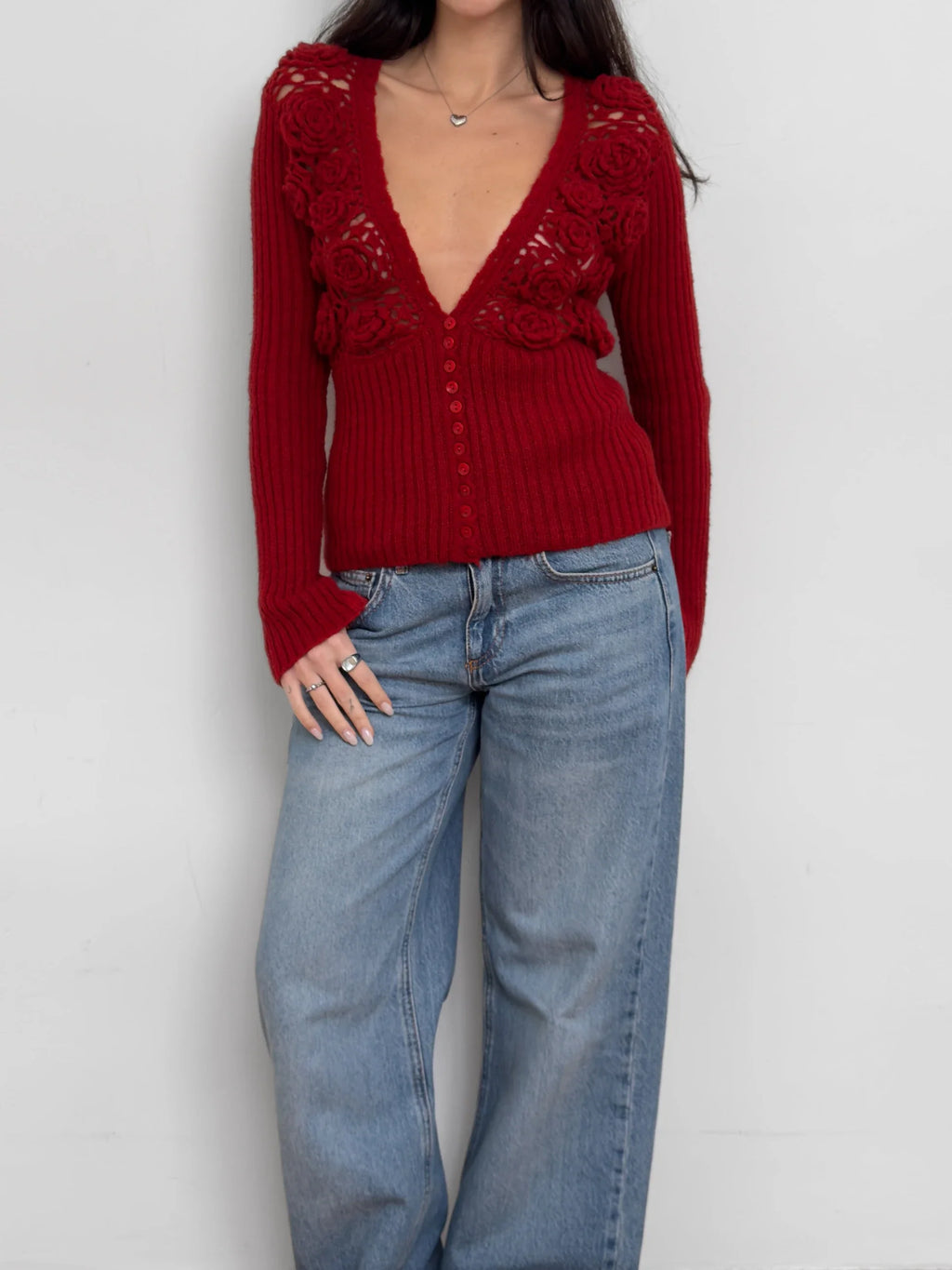Red Wool Cardigan
