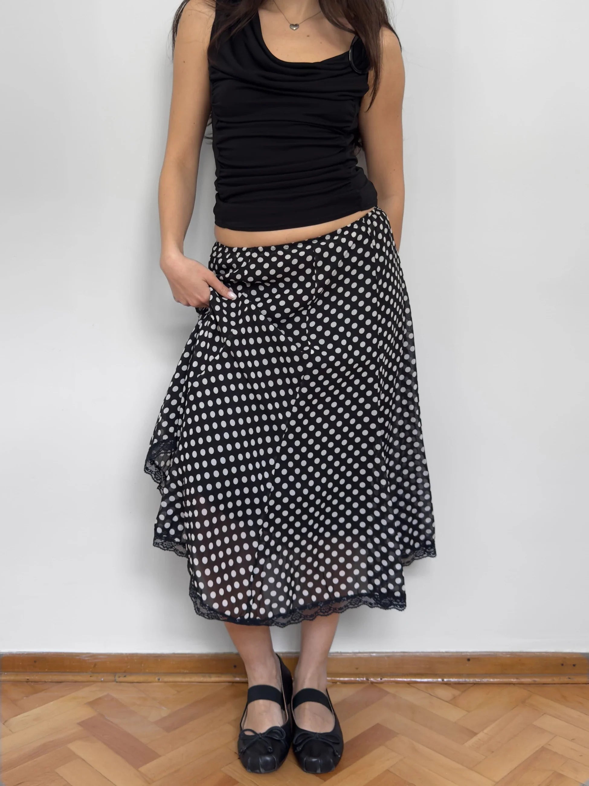 Polka Dot Chiffon Skirt