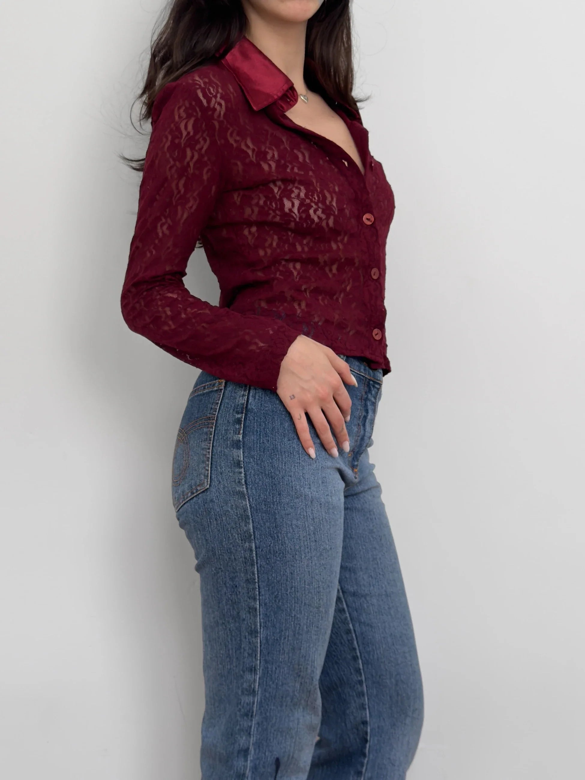 Burgundy Lace Shirt