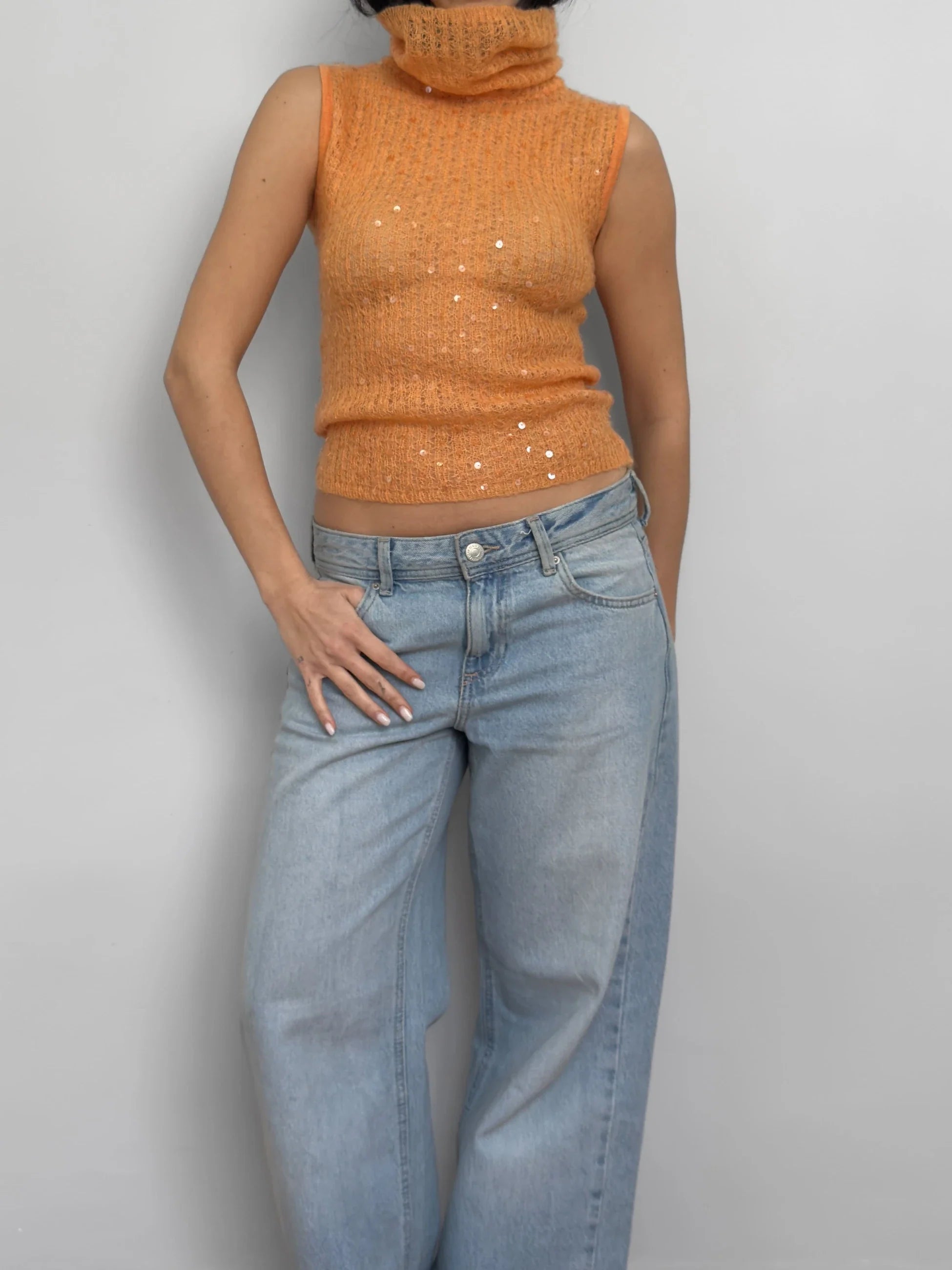 Sequined Mohair Pullover