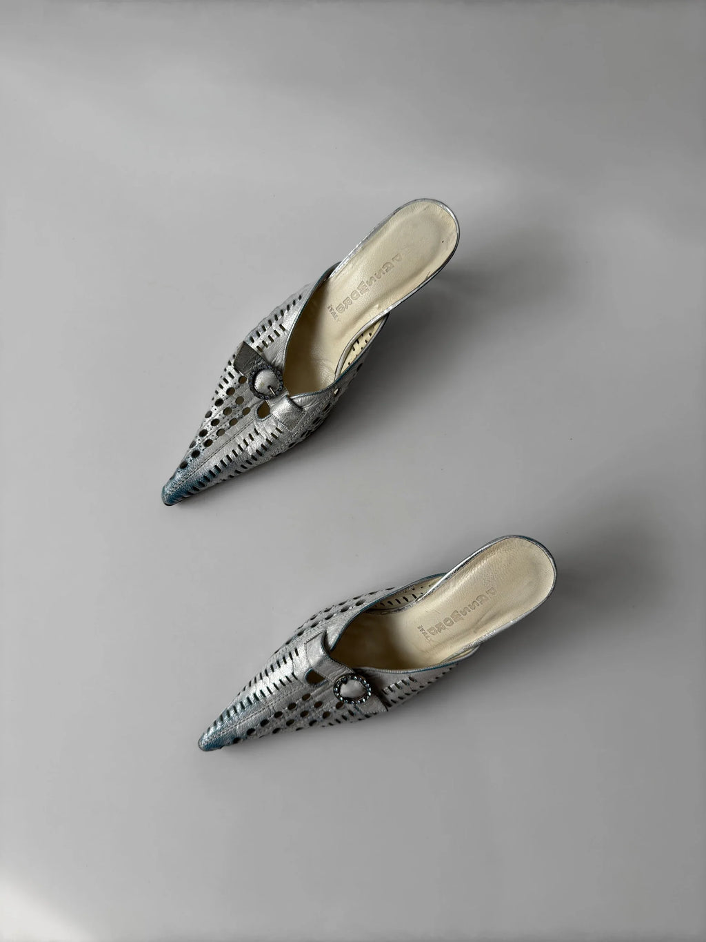 Metallic Heeled Mules