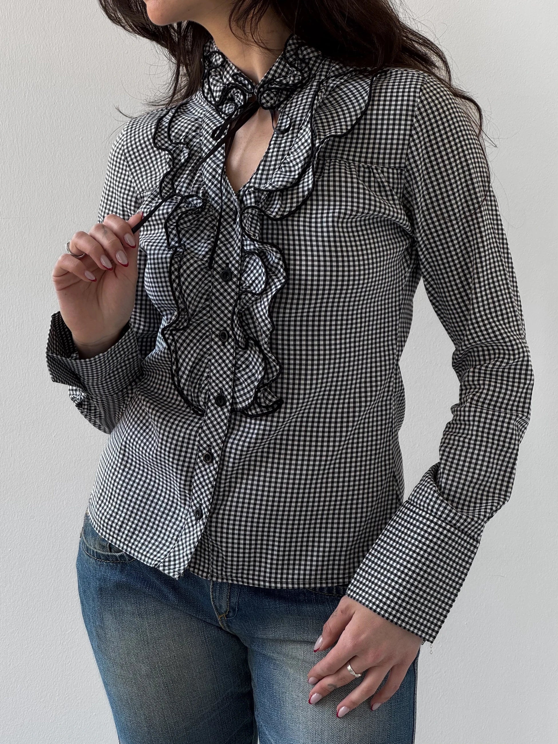 Collar-Detailed Checked Shirt