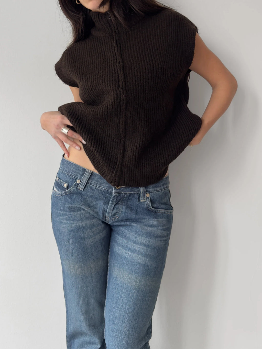 Brown Zipped Pullover