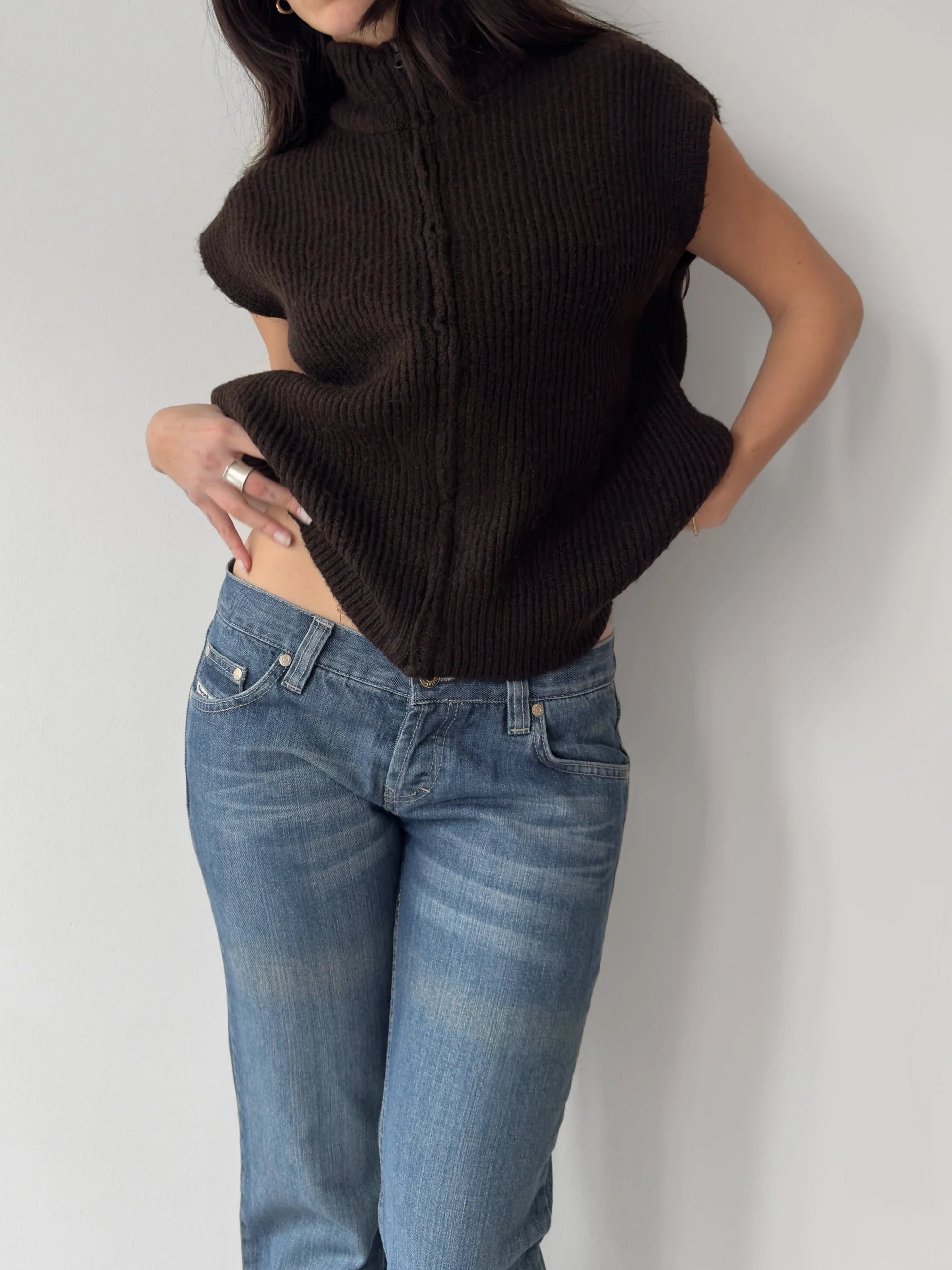 Brown Zipped Pullover