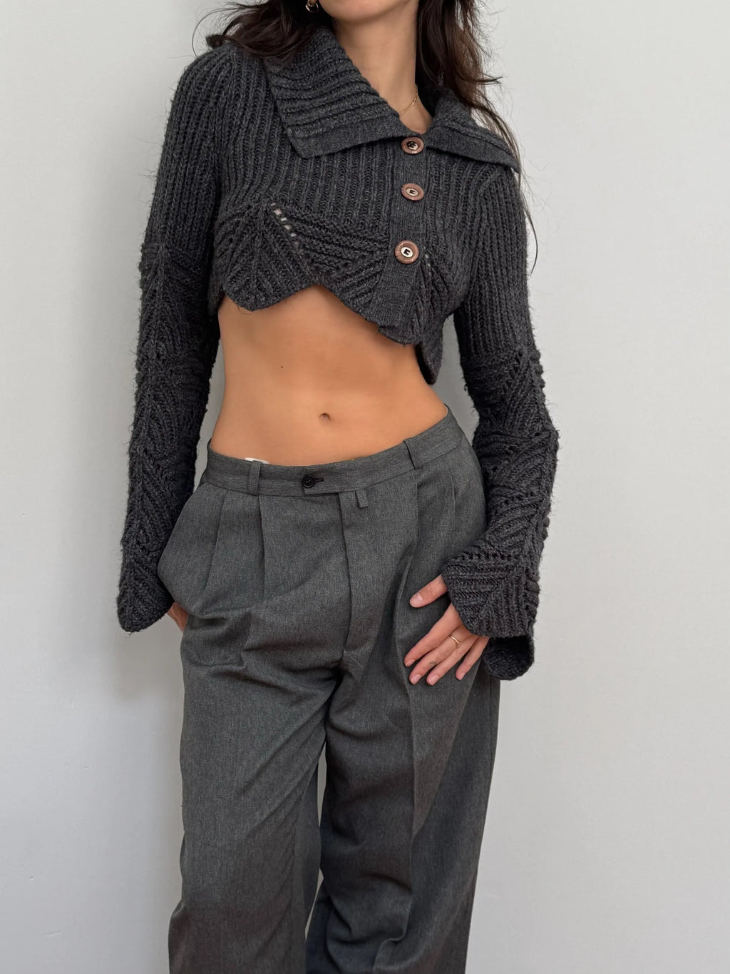 Anthracite Wool Cardigan