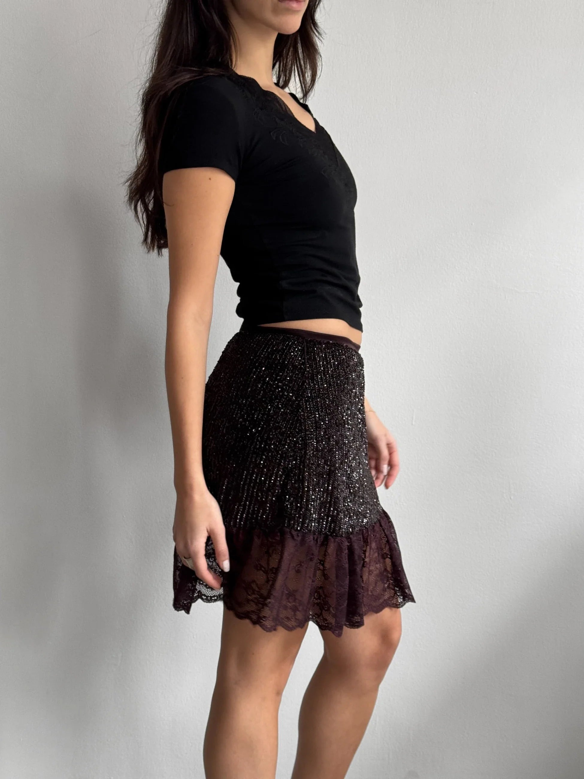 Plum Beaded Skirt