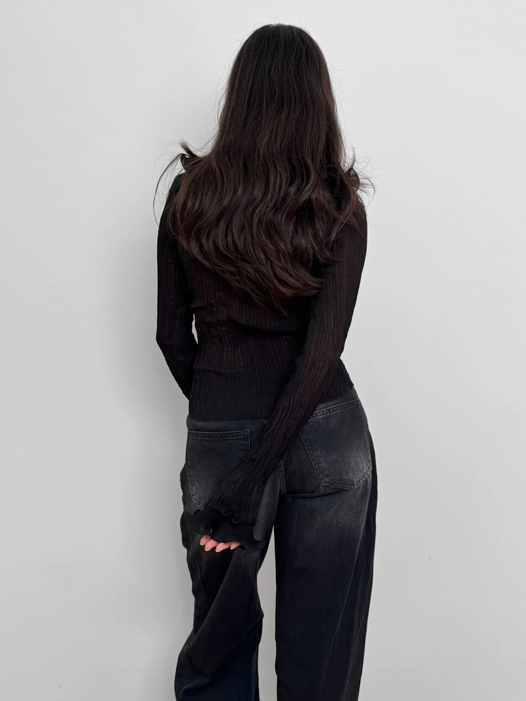 Black Ruffled Tulle Shirt