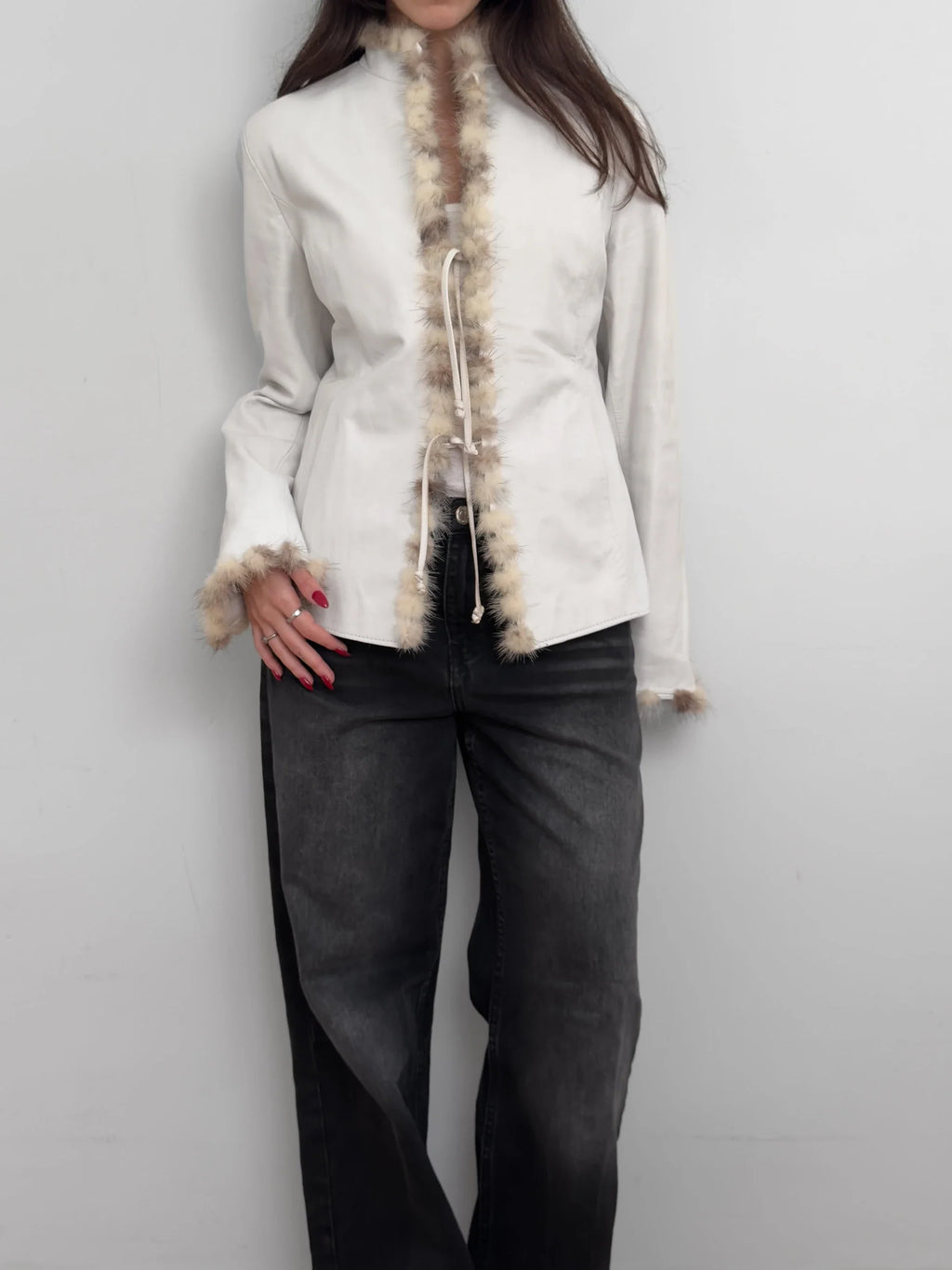 Fur-Detailed Leather Jacket