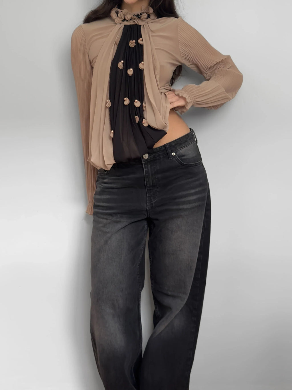 Chiffon-Detailed Blouse