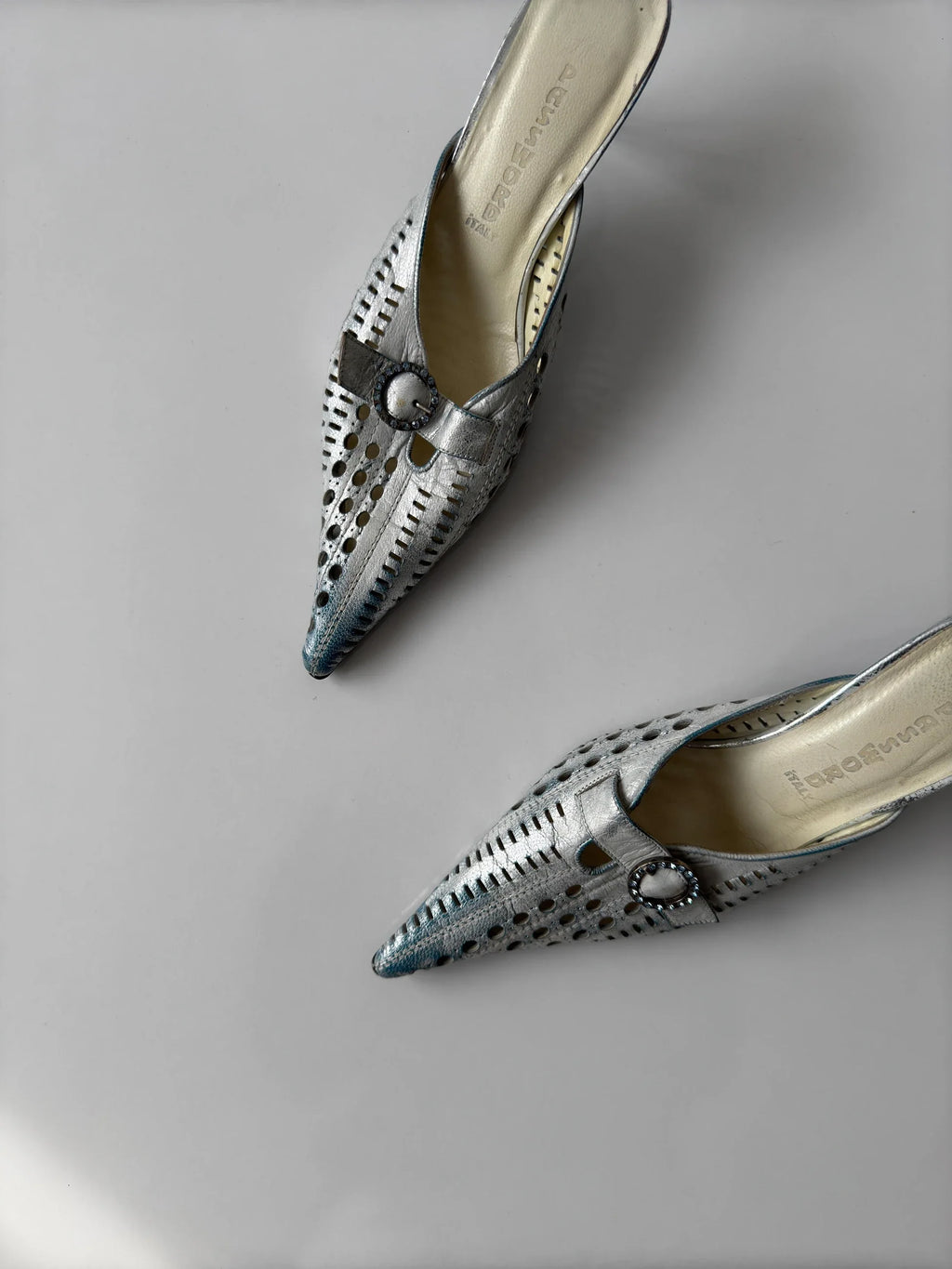 Metallic Heeled Mules
