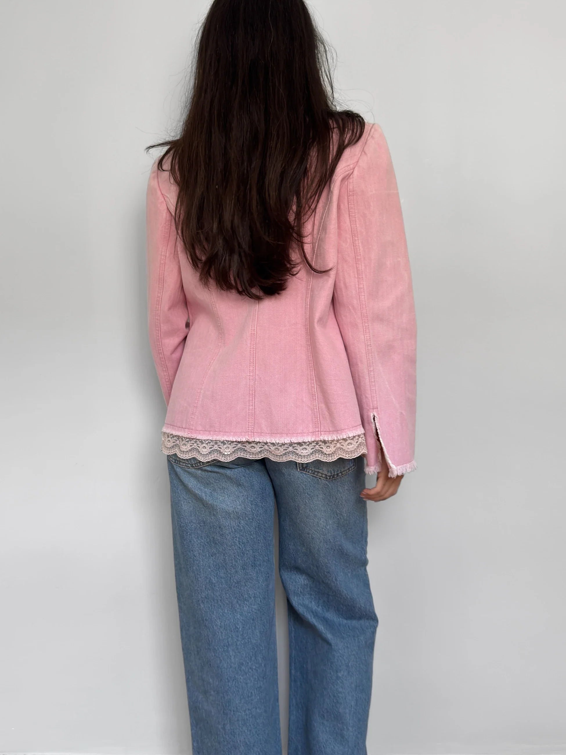Lace-Detailed Pink Jacket