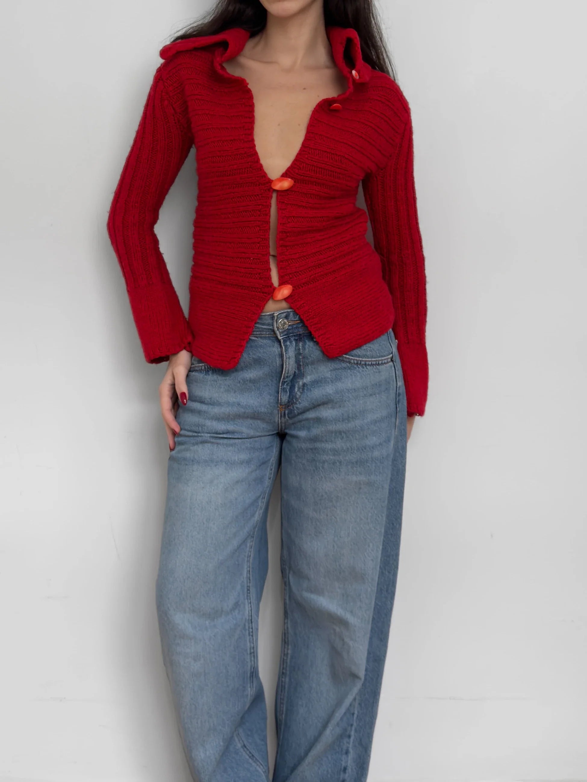 Red Knit Cardigan