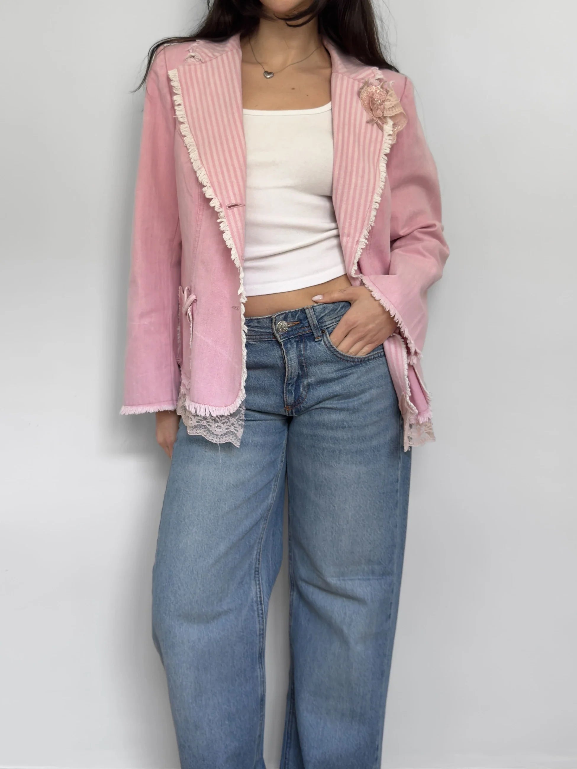 Lace-Detailed Pink Jacket