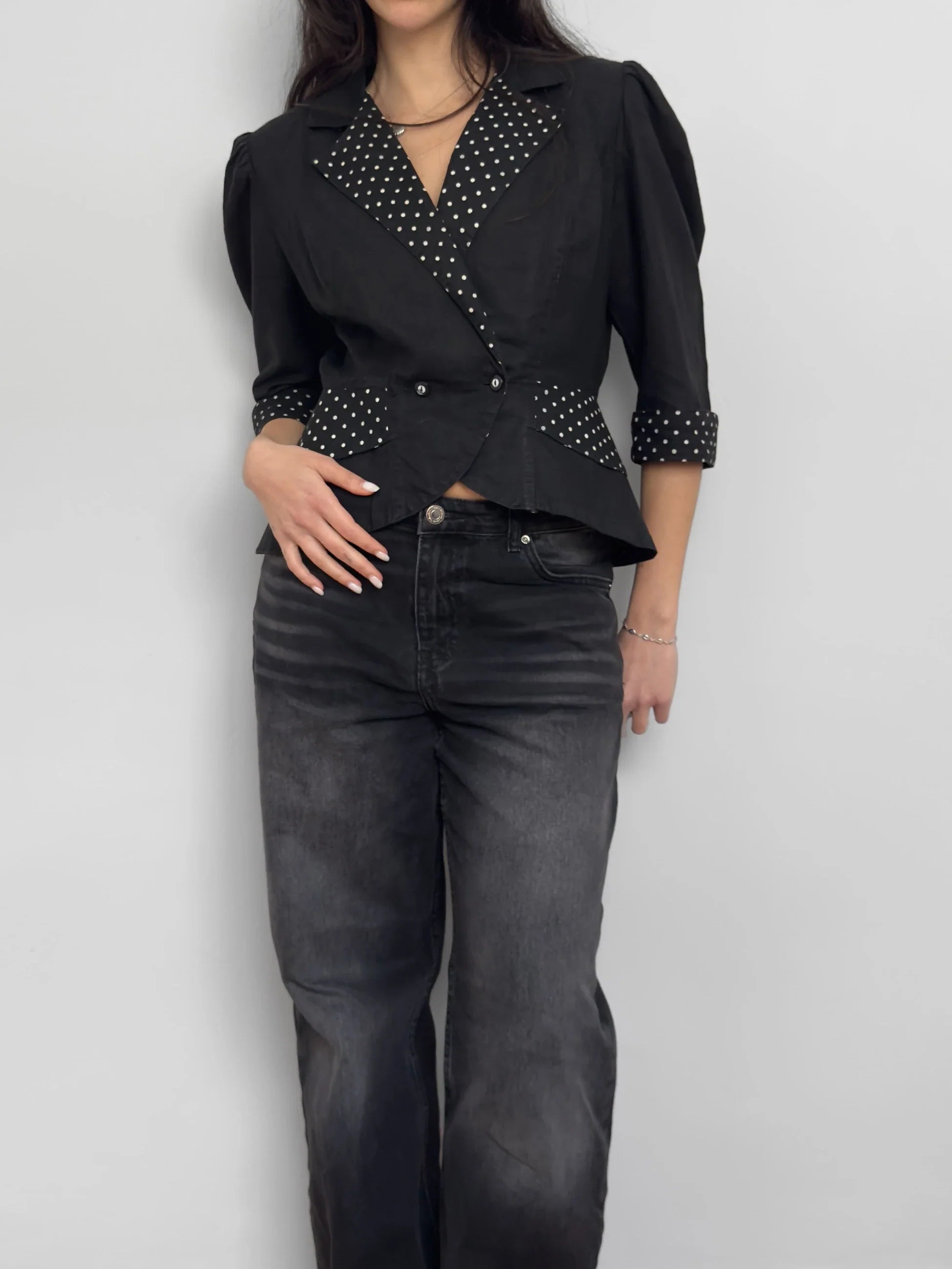 Polka Dot Linen Jacket