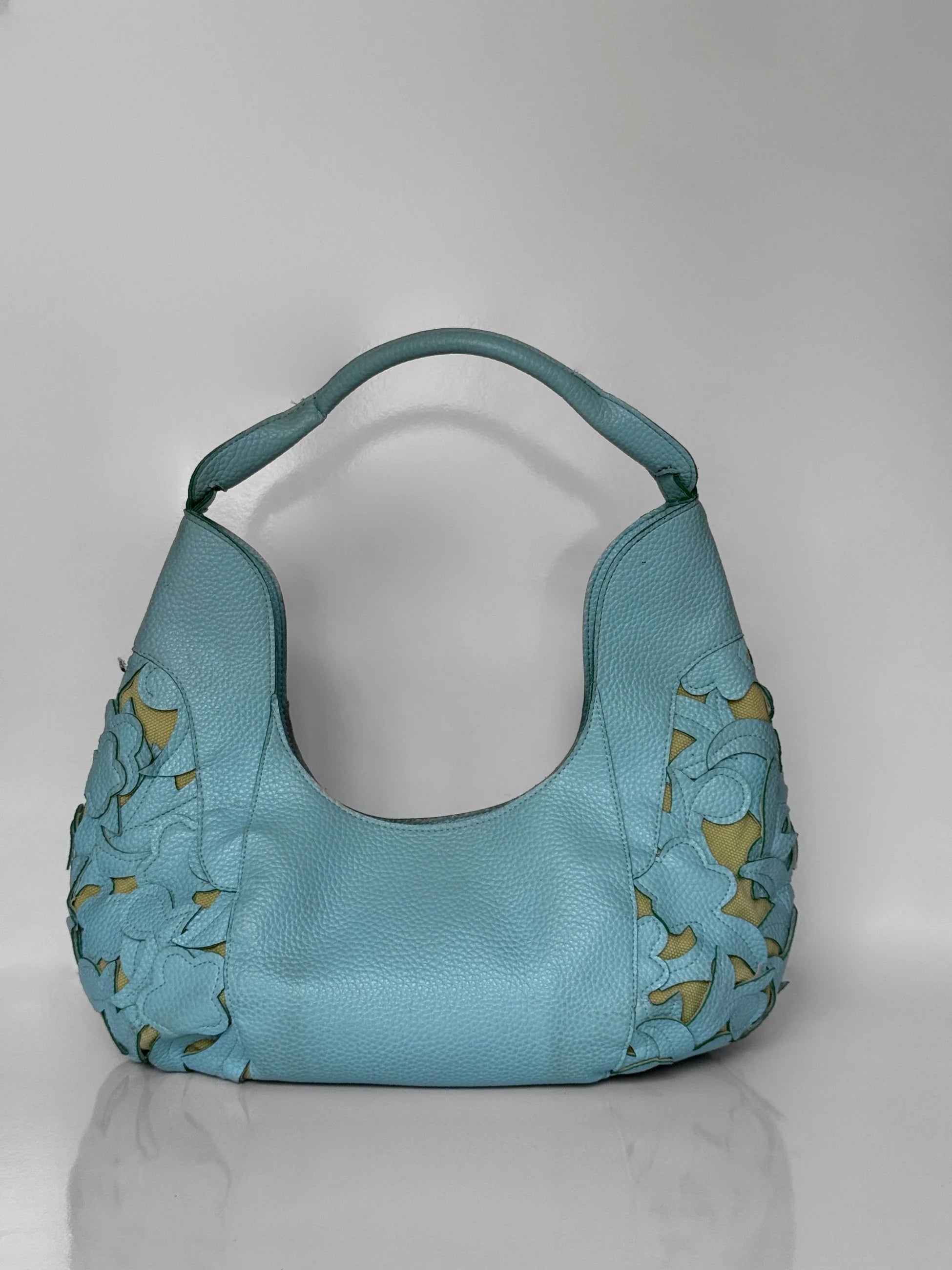 Blue Leather Shoulder Bag