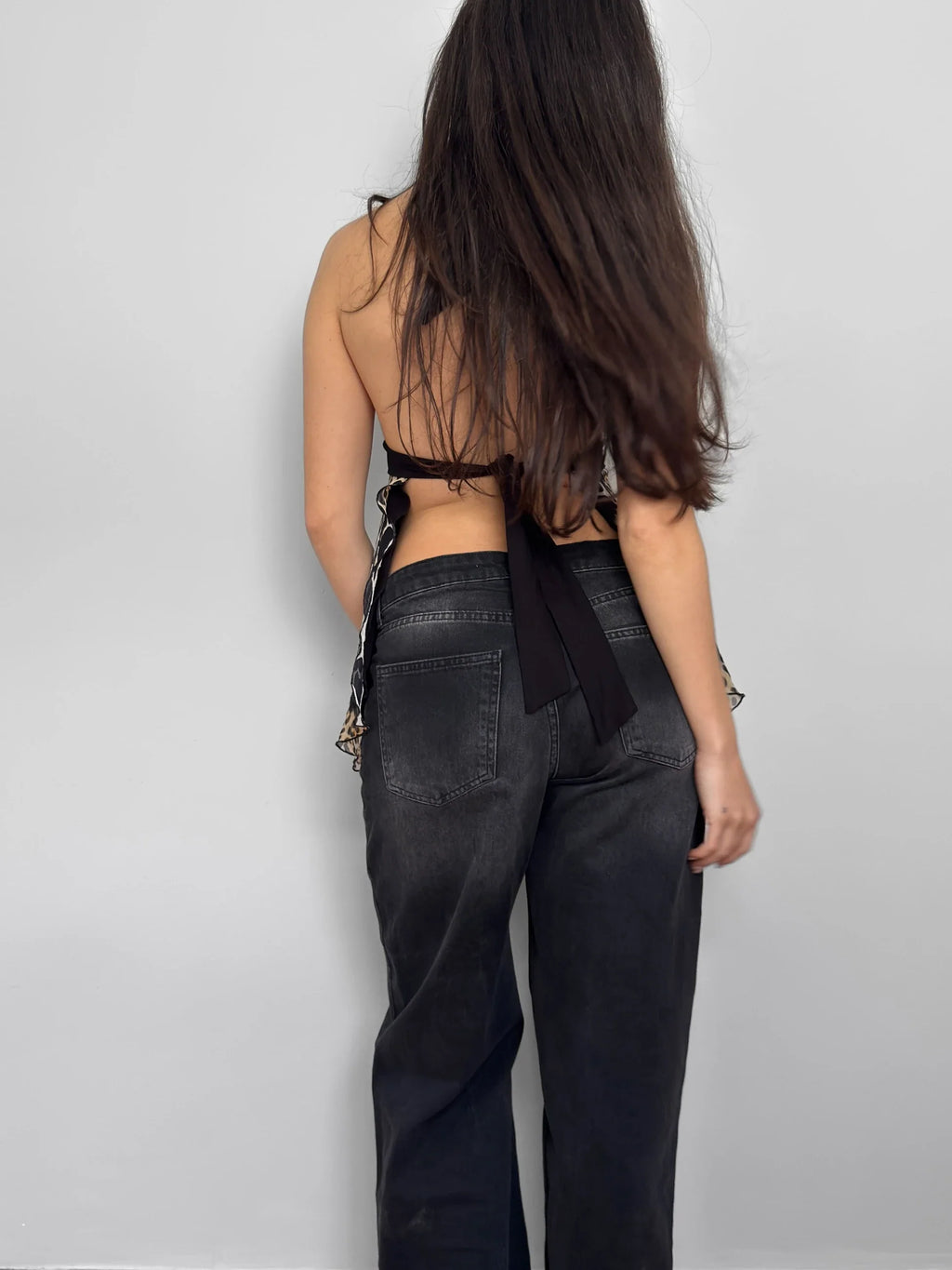 Open Back Chiffon Blouse