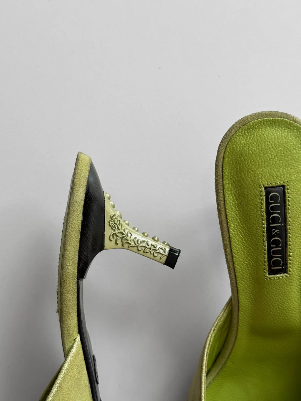 Green Suede Heeled Shoes