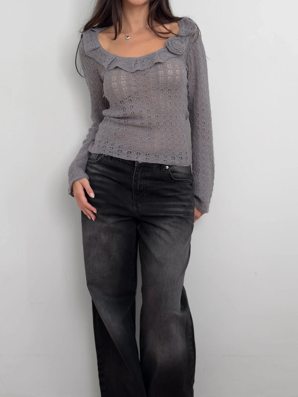 Thin Pointelle Sweater