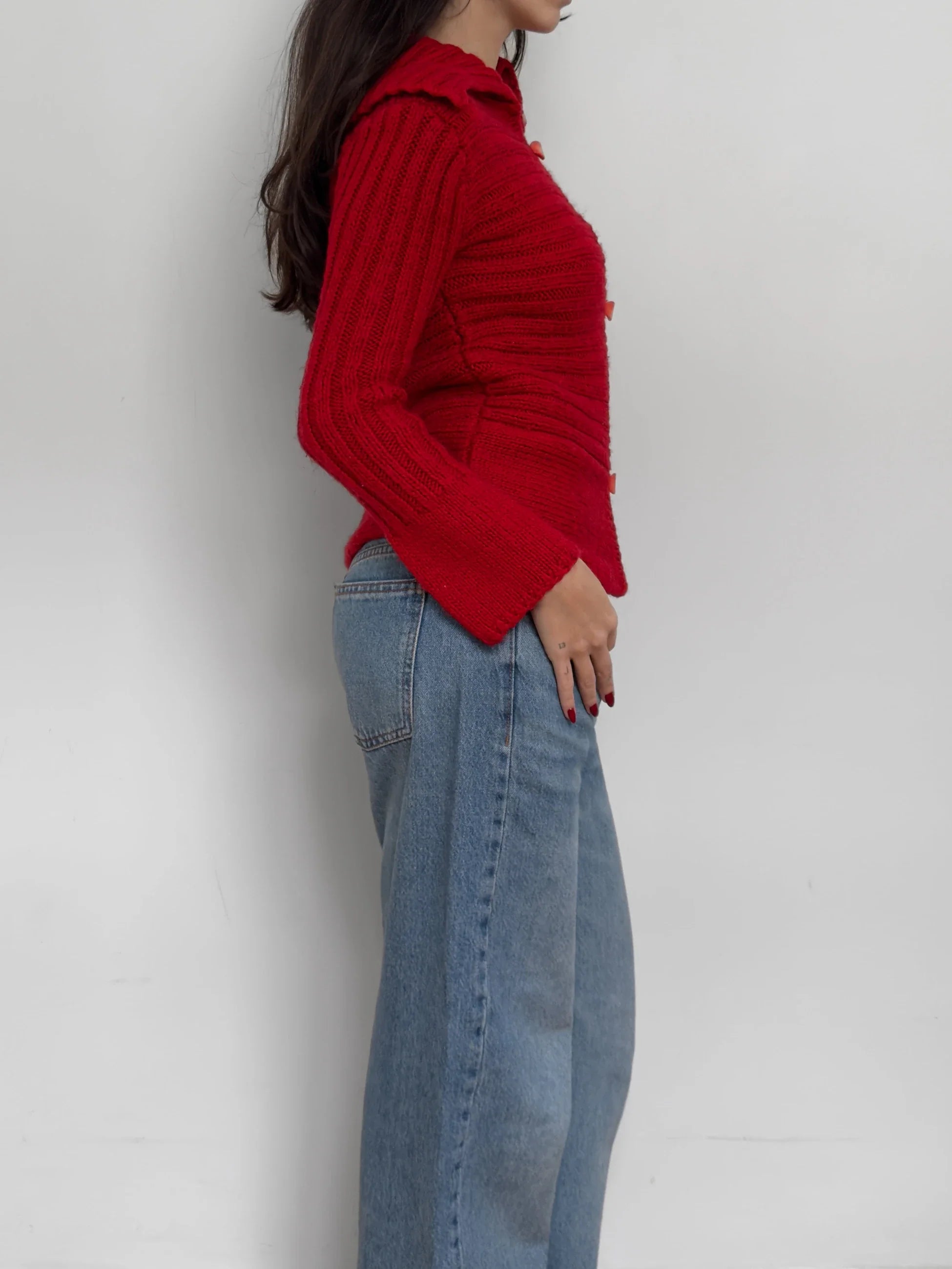 Red Knit Cardigan