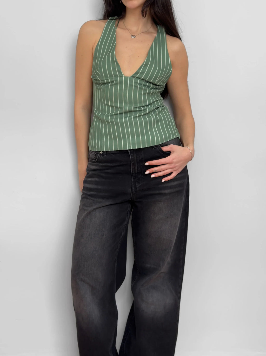 Green Striped Bustier