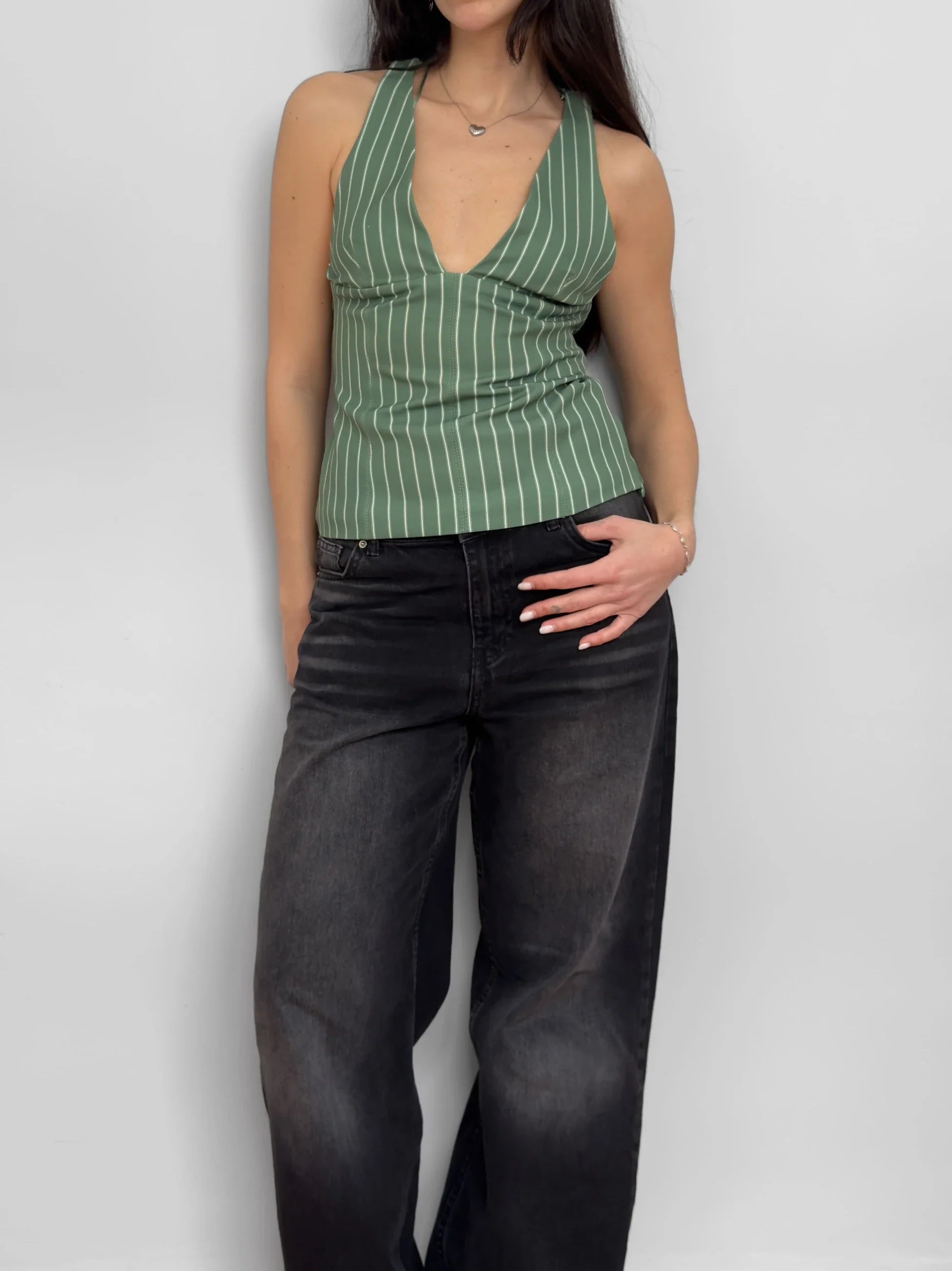 Green Striped Bustier