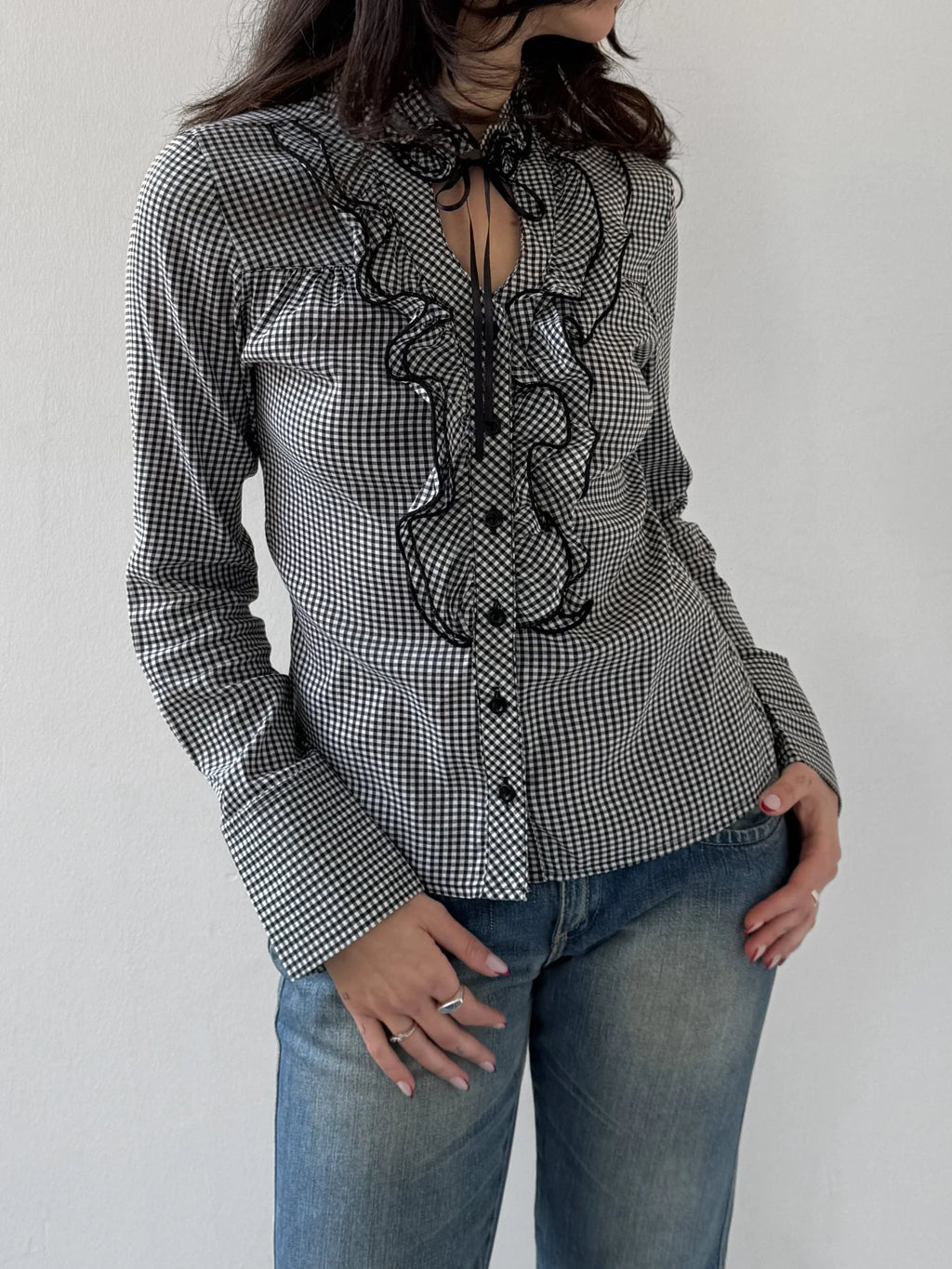 Collar-Detailed Checked Shirt
