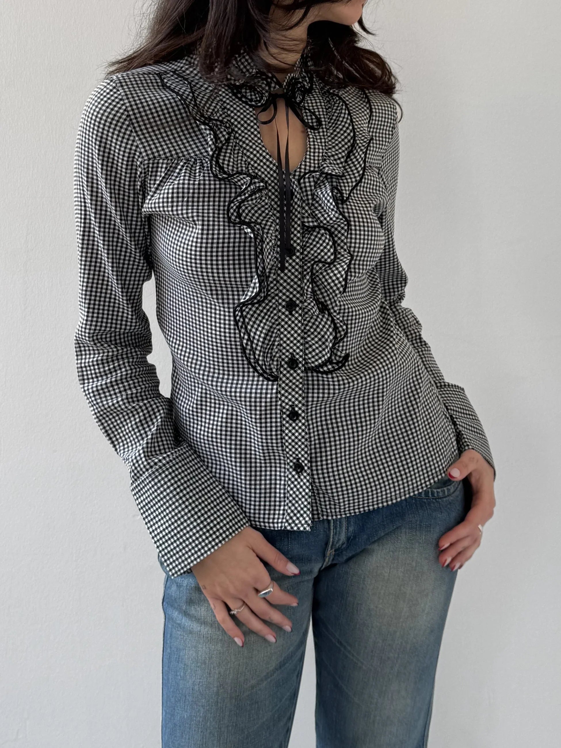 Collar-Detailed Checked Shirt