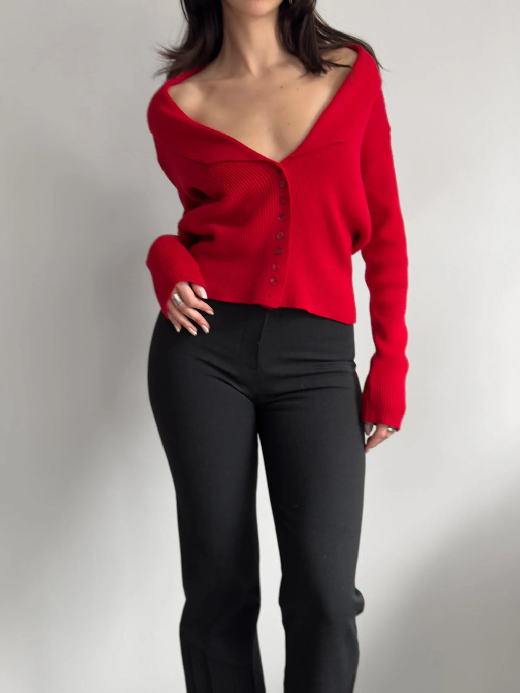Red Knit Cardigan