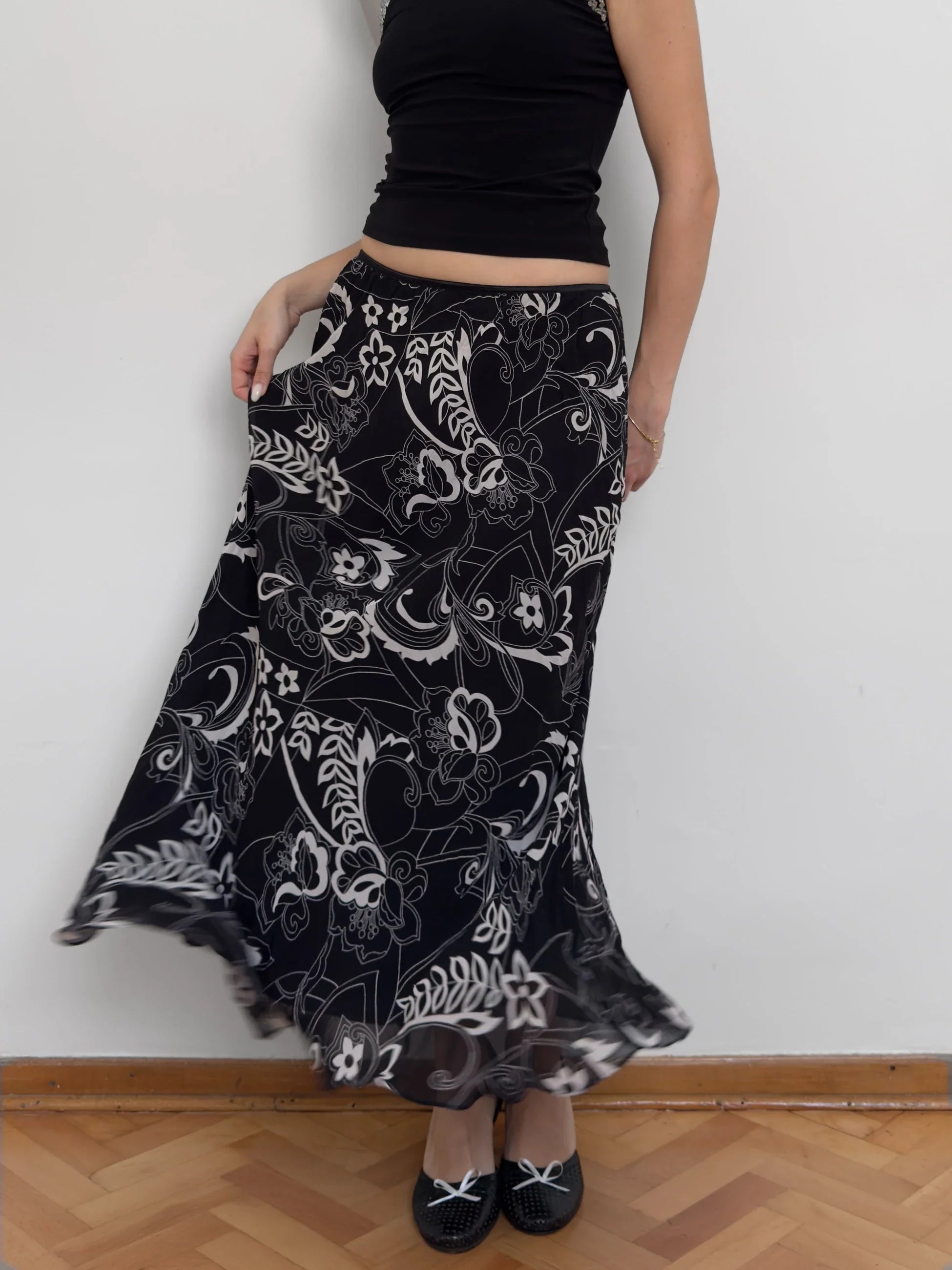 Patterned Chiffon Skirt