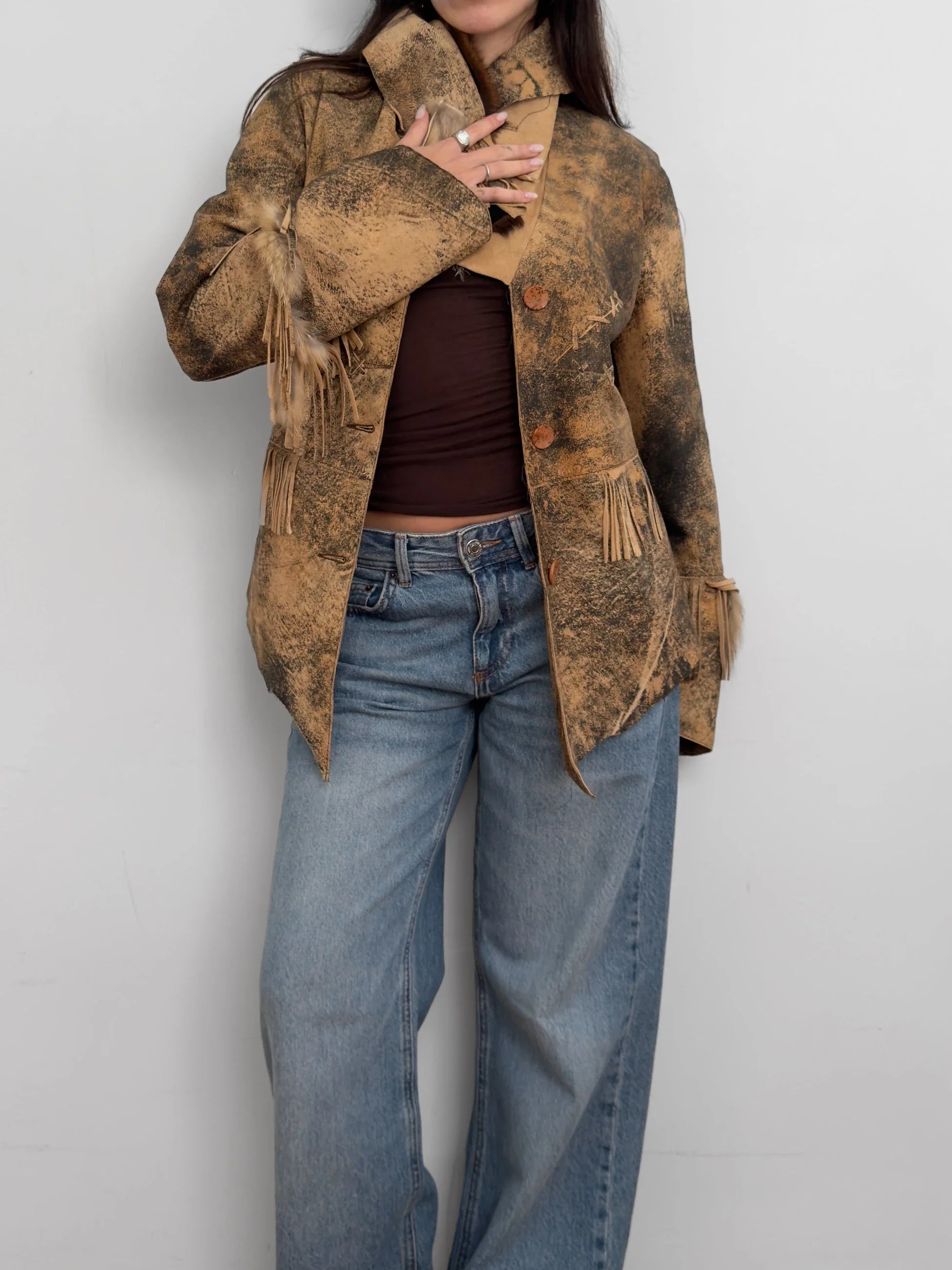 Fur-Detailed Leather Jacket