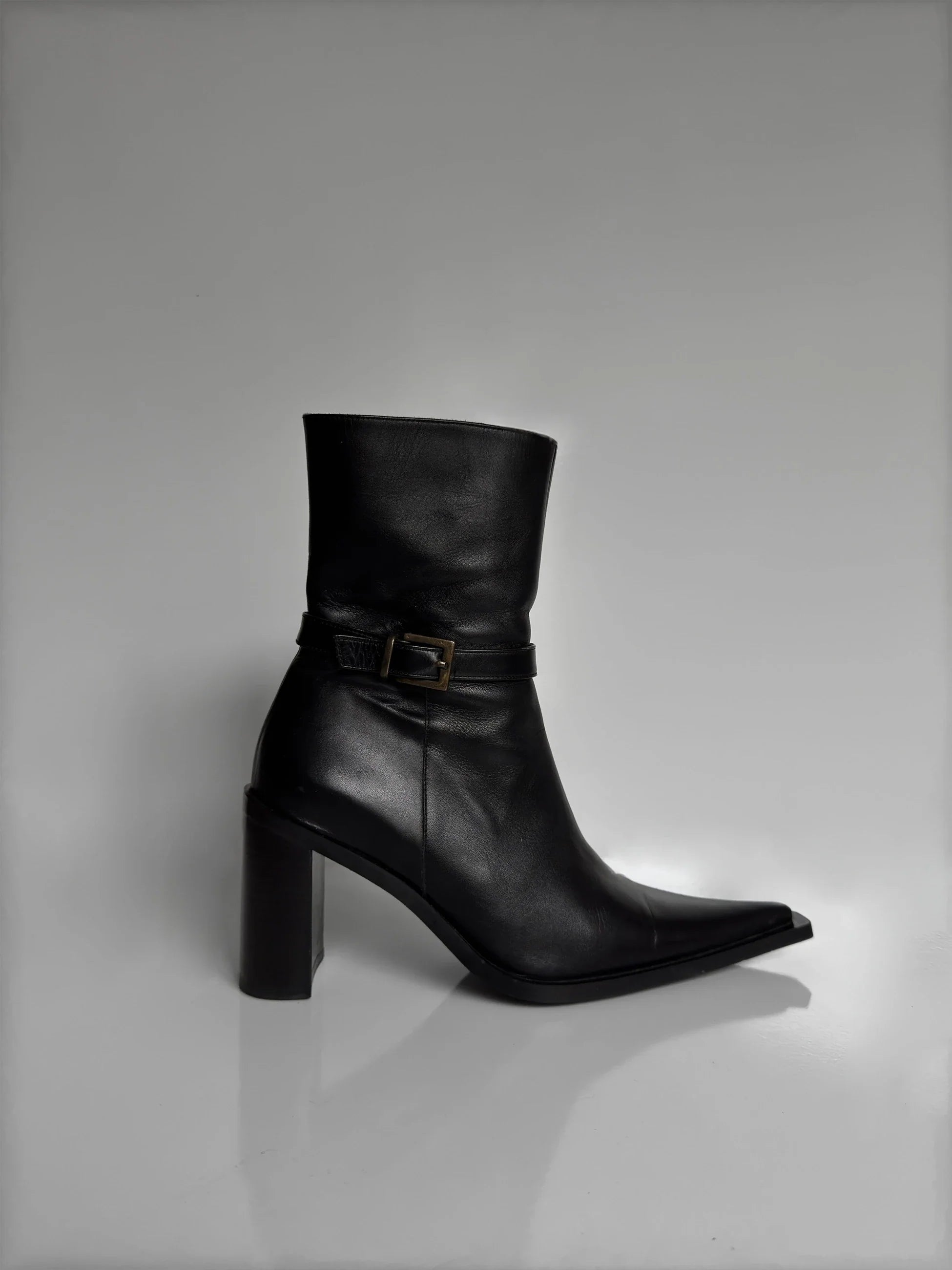 Black Leather Ankle Boot